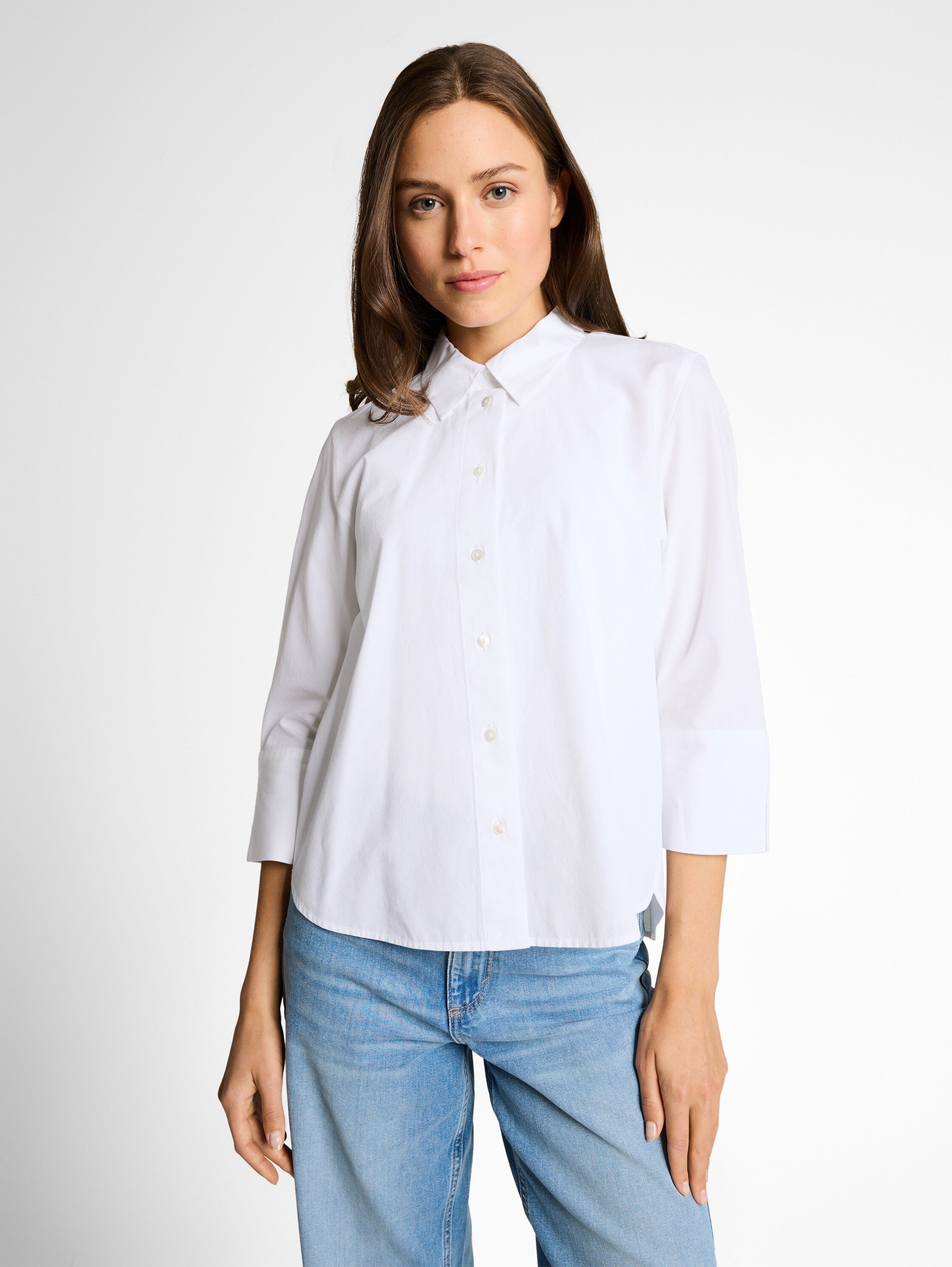 Tom Tailor White Plain Blouse With 3/4 Sleeved