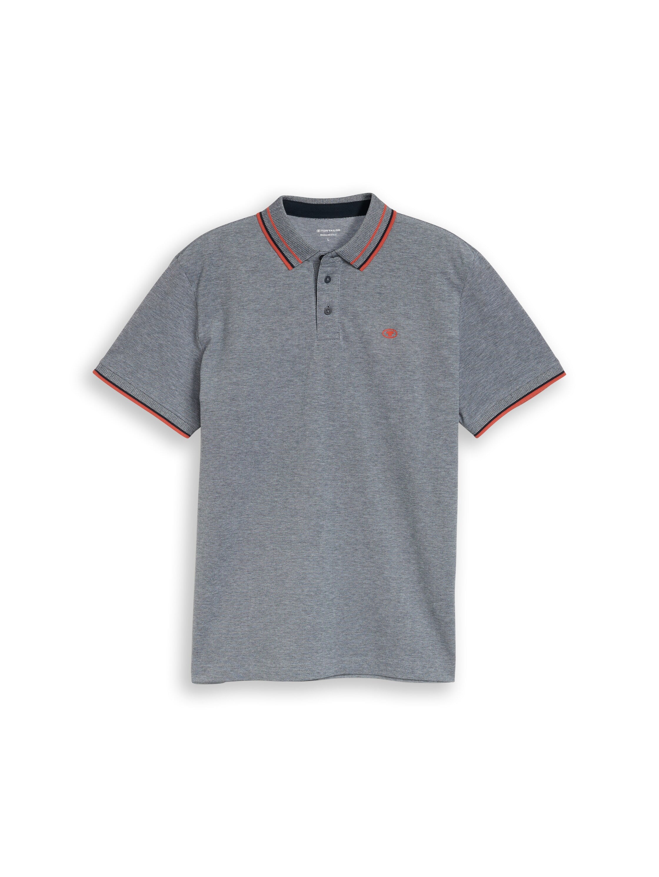Tom Tailor Grey Polo Shirt With Logo Print