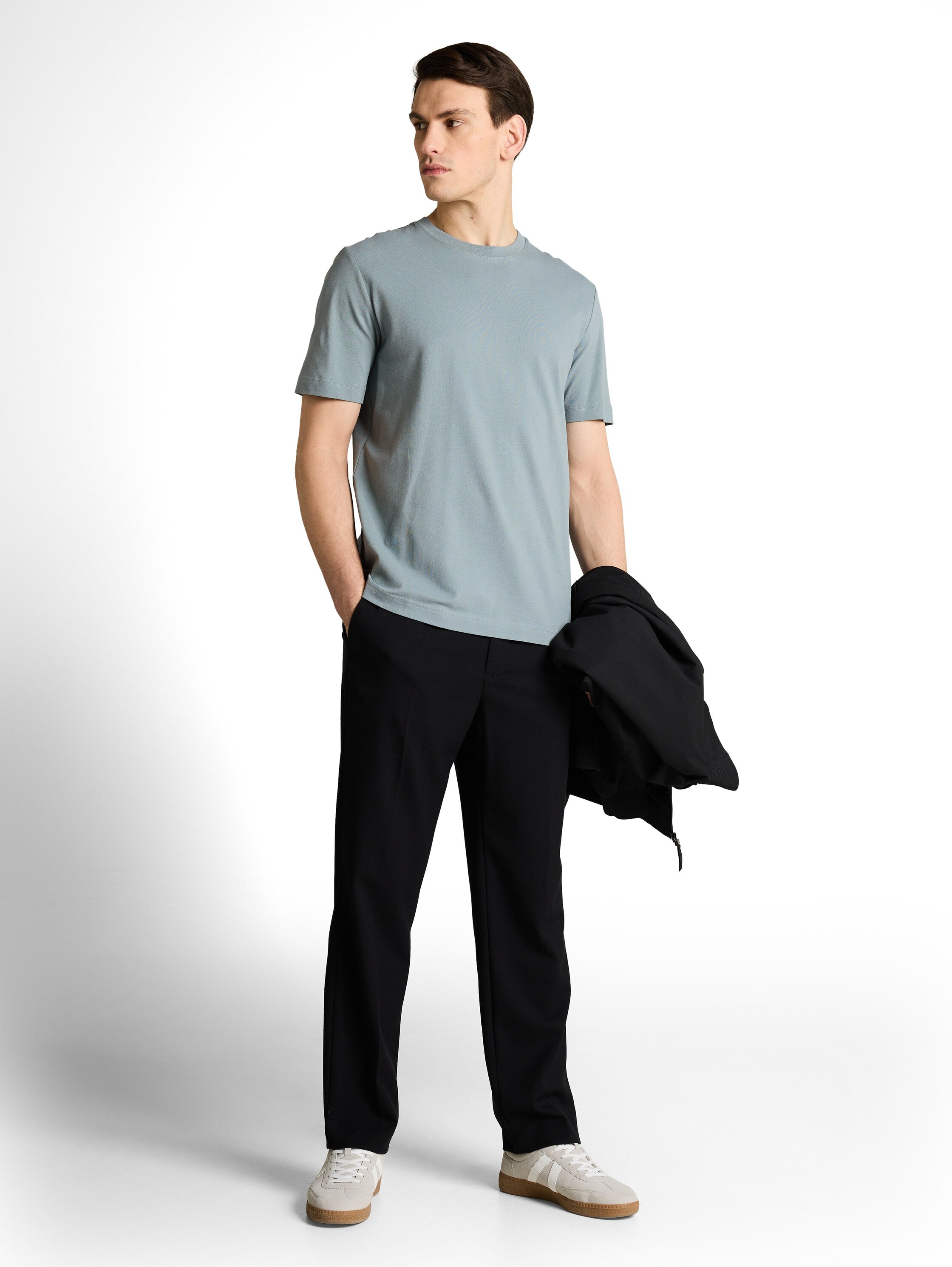 Tom Tailor Grey Mint Round Neck Cotton Basic T-Shirt
