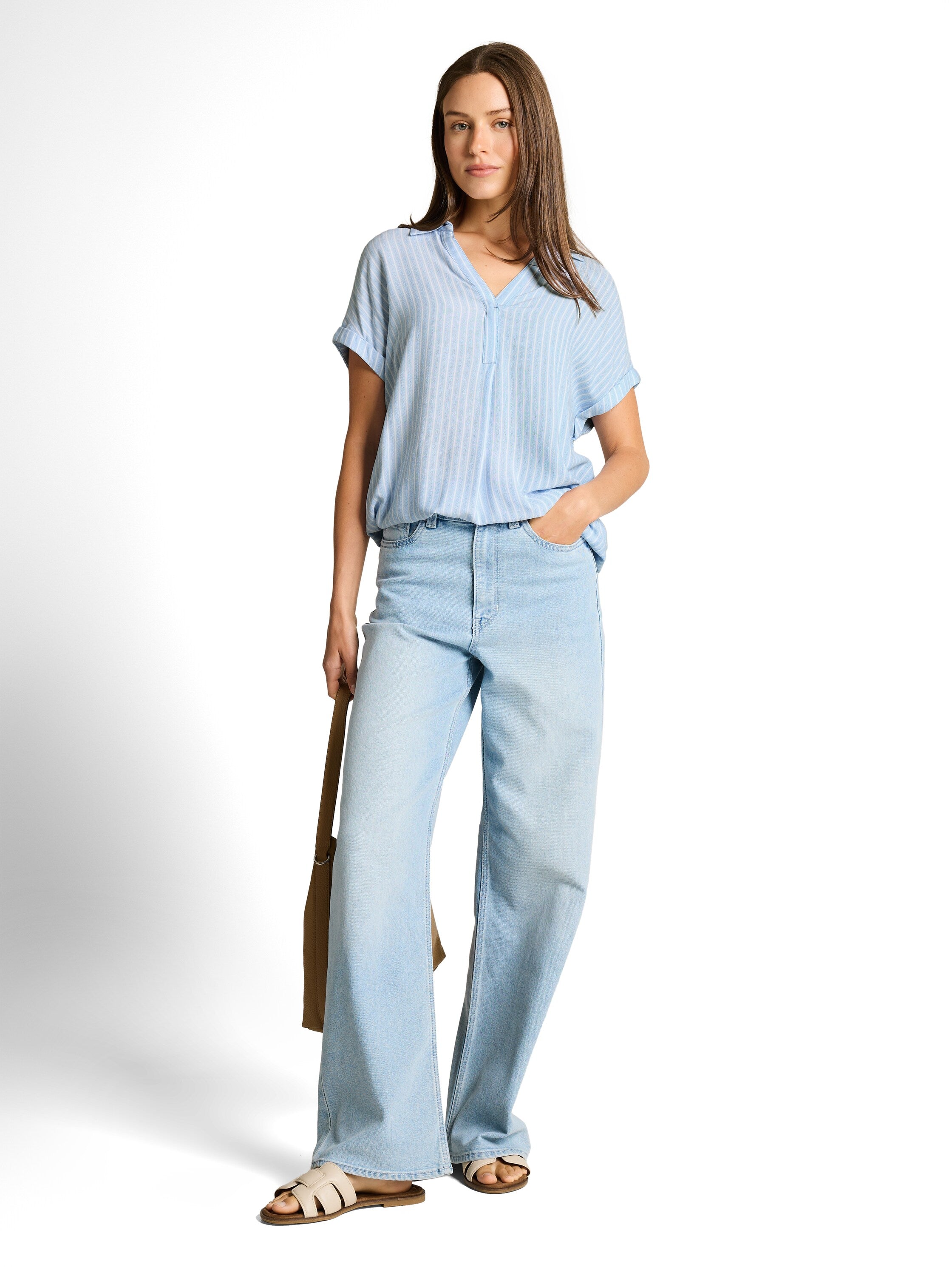 Tom Tailor Blue White Stripe Loose-Fit Blouse