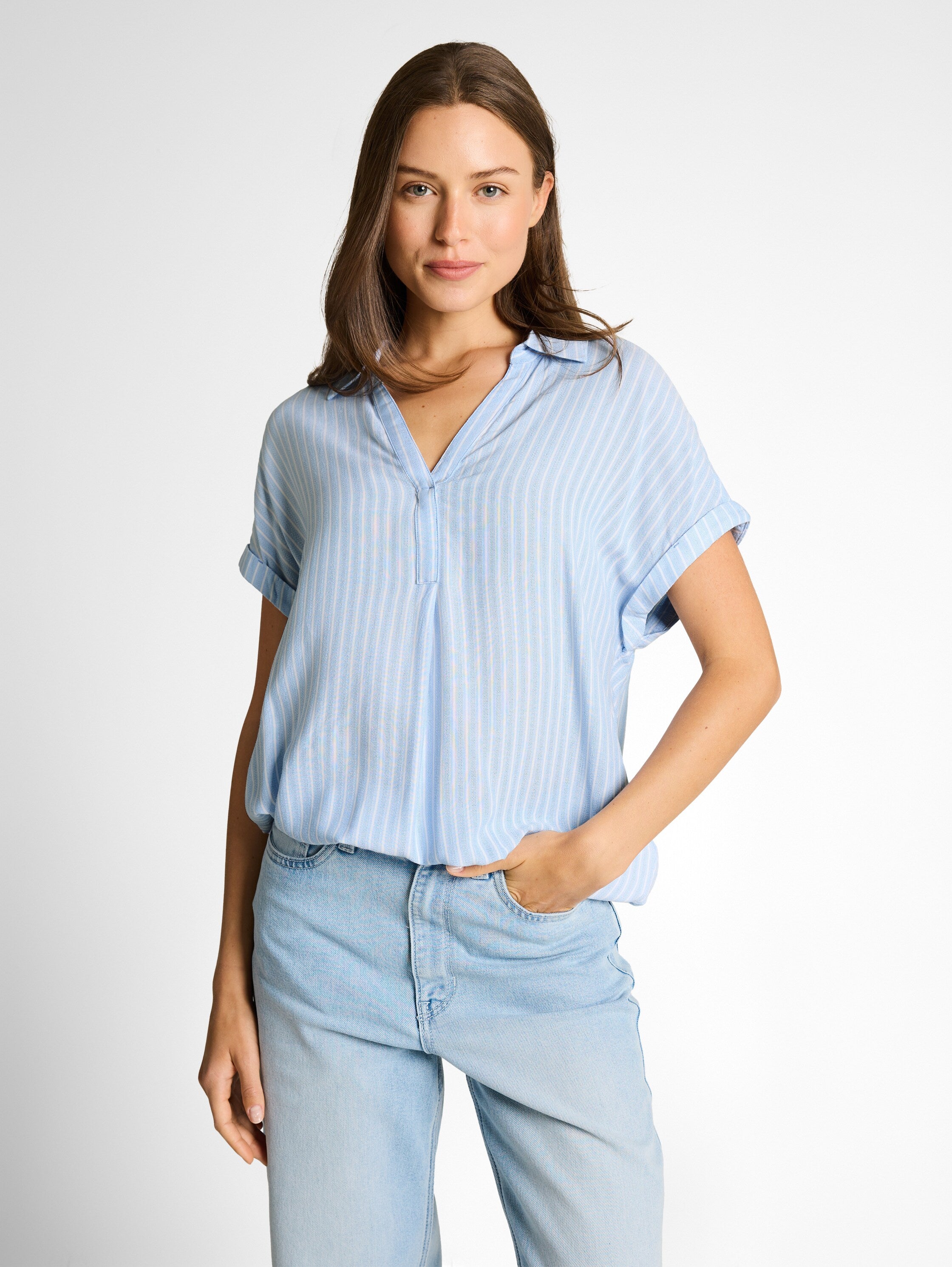 Tom Tailor Blue White Stripe Loose-Fit Blouse