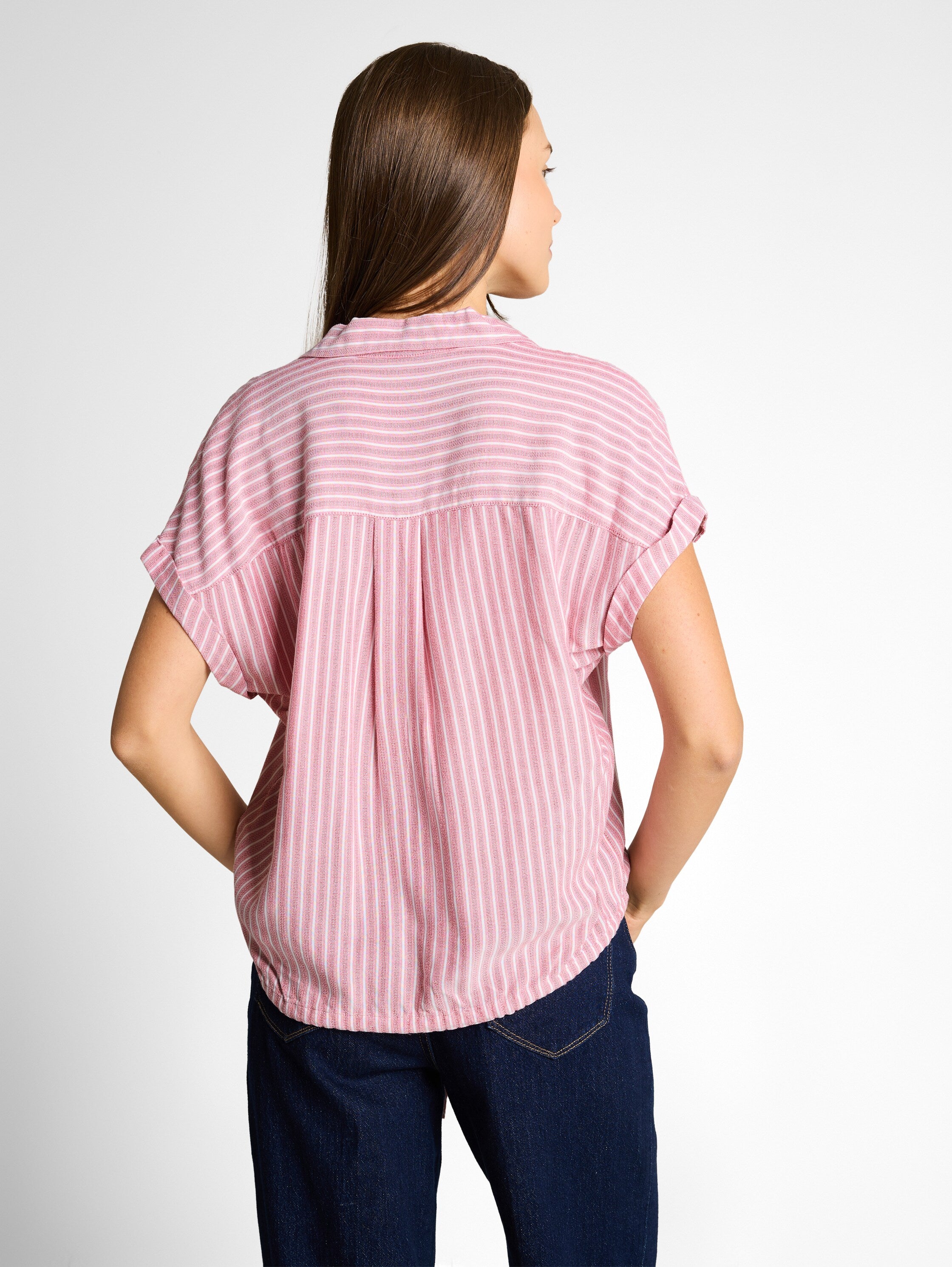 Tom Tailor Cozy Pink White Stripe Loose-Fit Blouse