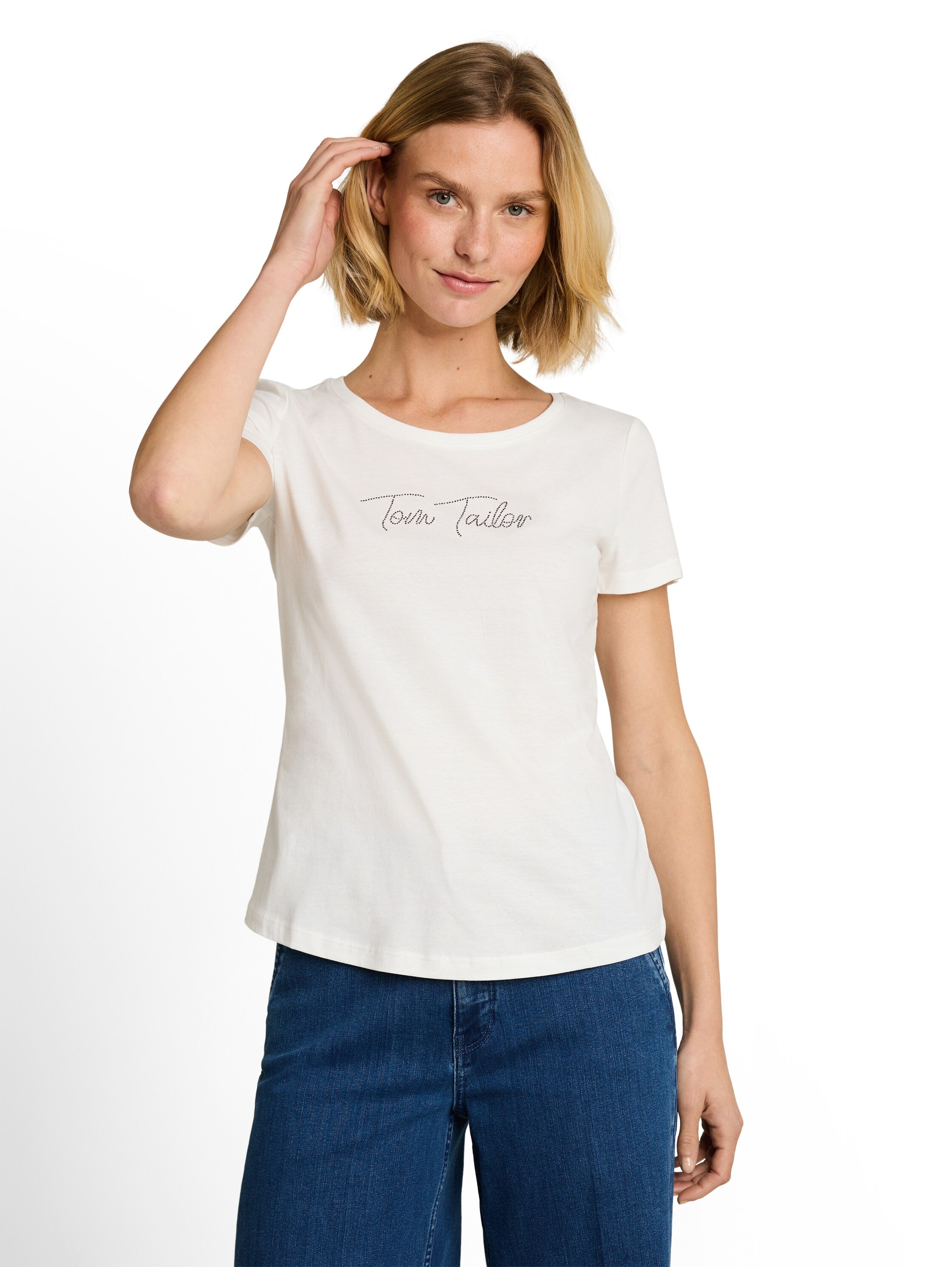 Tom Tailor White T-shirt With Glitter Logo