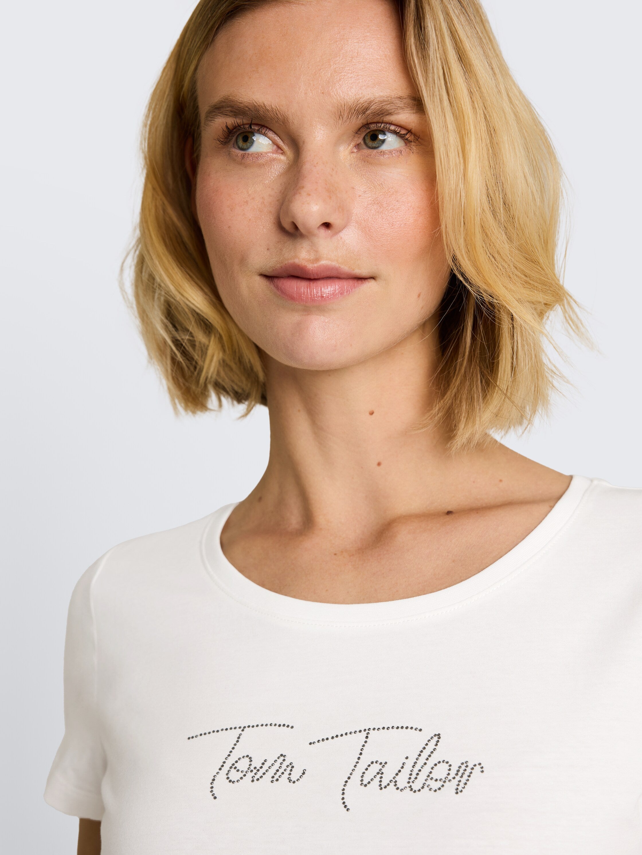 Tom Tailor White T-shirt With Glitter Logo