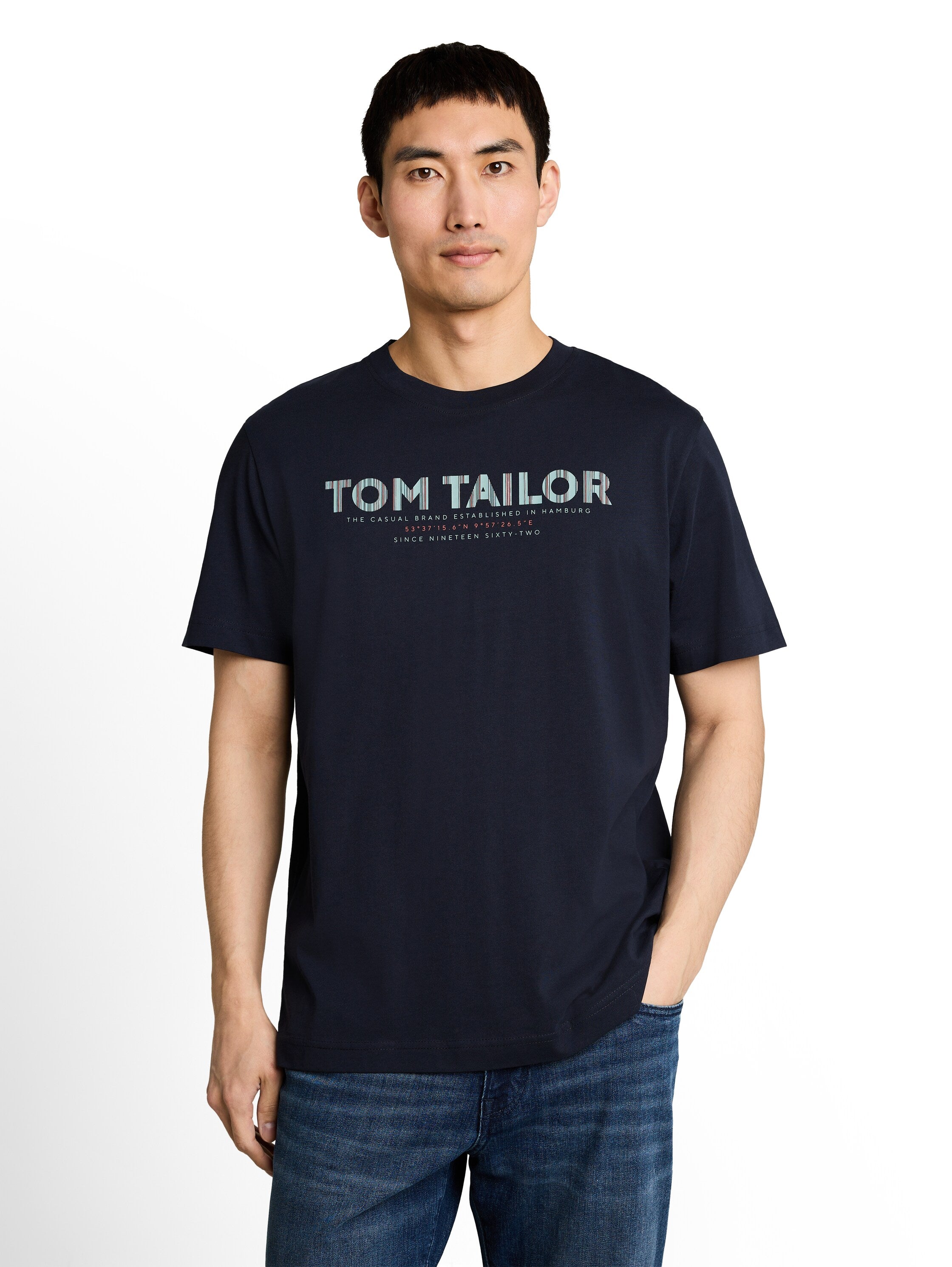 Tom Tailor Sky Captain Blue Short Sleeved T-Shirt With Front Design