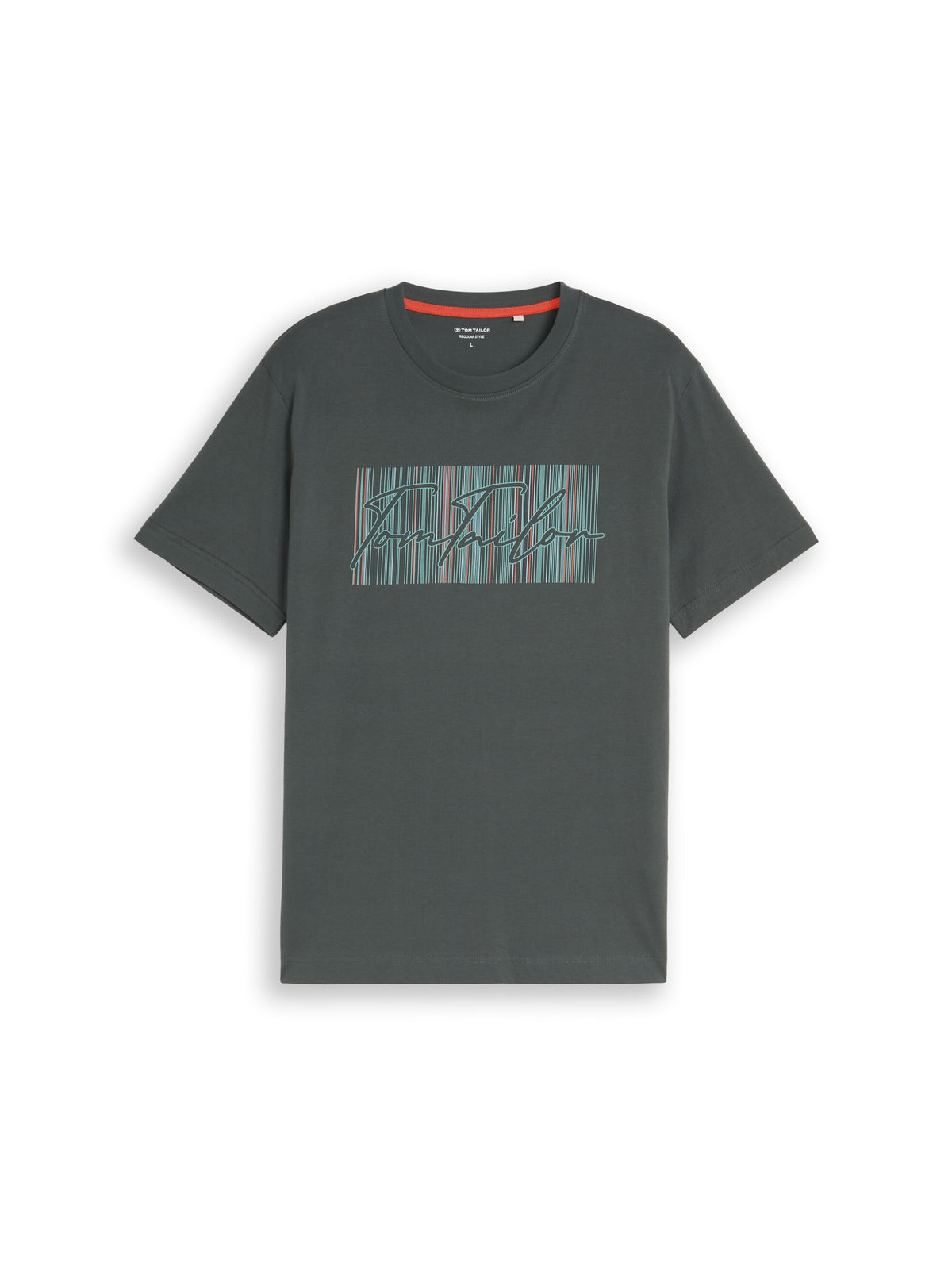 Tom Tailor Darkest Olive Short Sleeved T-Shirt With Front Design