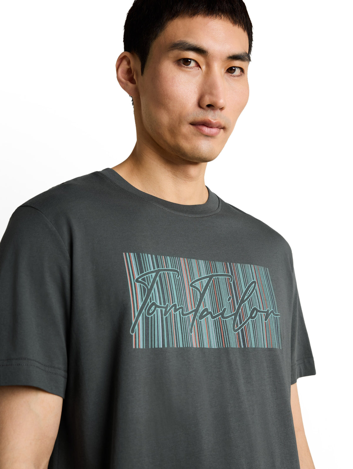 Tom Tailor Darkest Olive Short Sleeved T-Shirt With Front Design