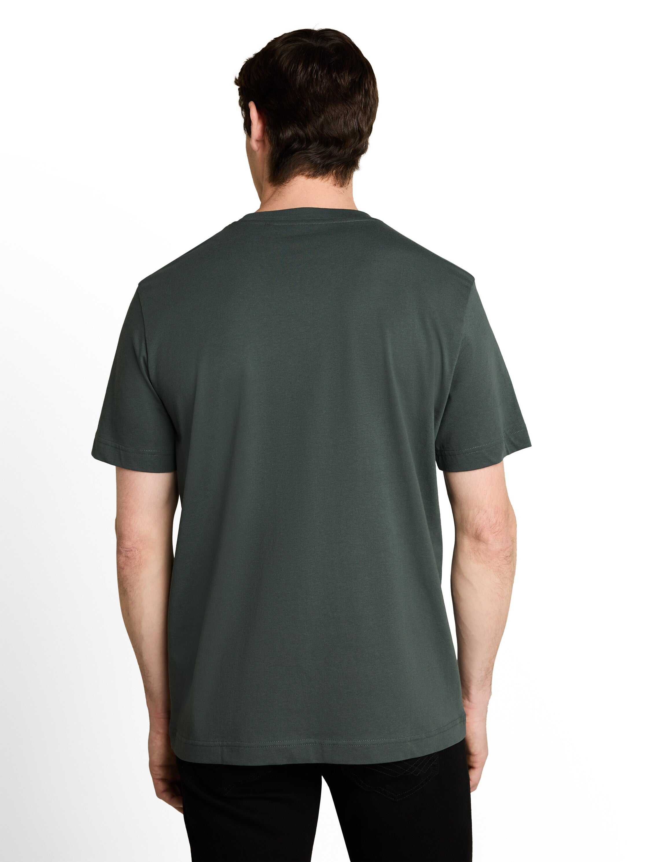 Tom Tailor Darkest Olive T-shirt With Crew Neck & Patch Chest Pocket With Striped Print