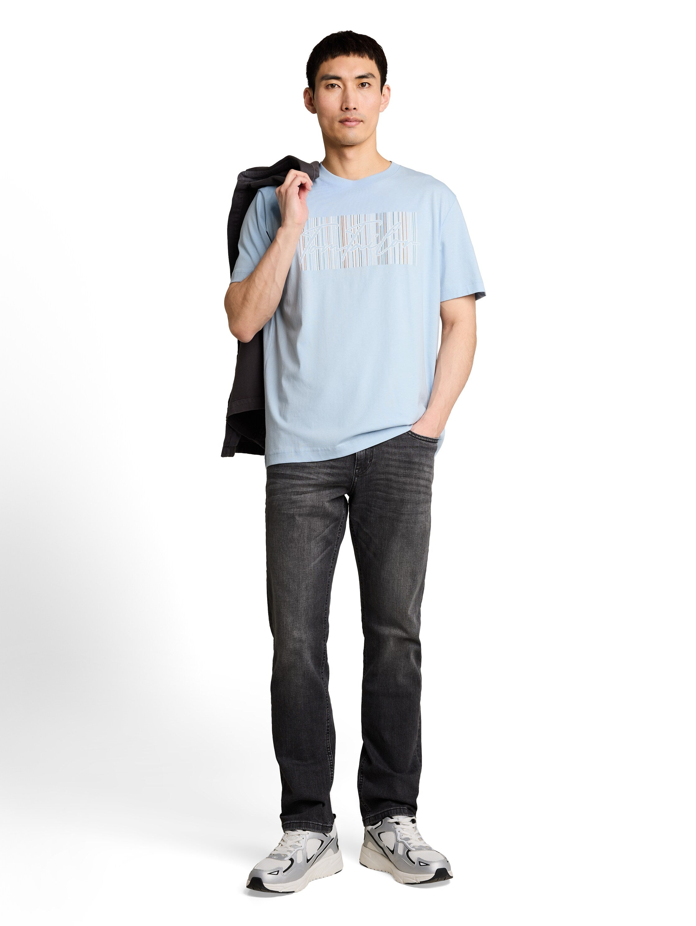 Tom Tailor Light blue grey Short Sleeved T-Shirt With Front Design