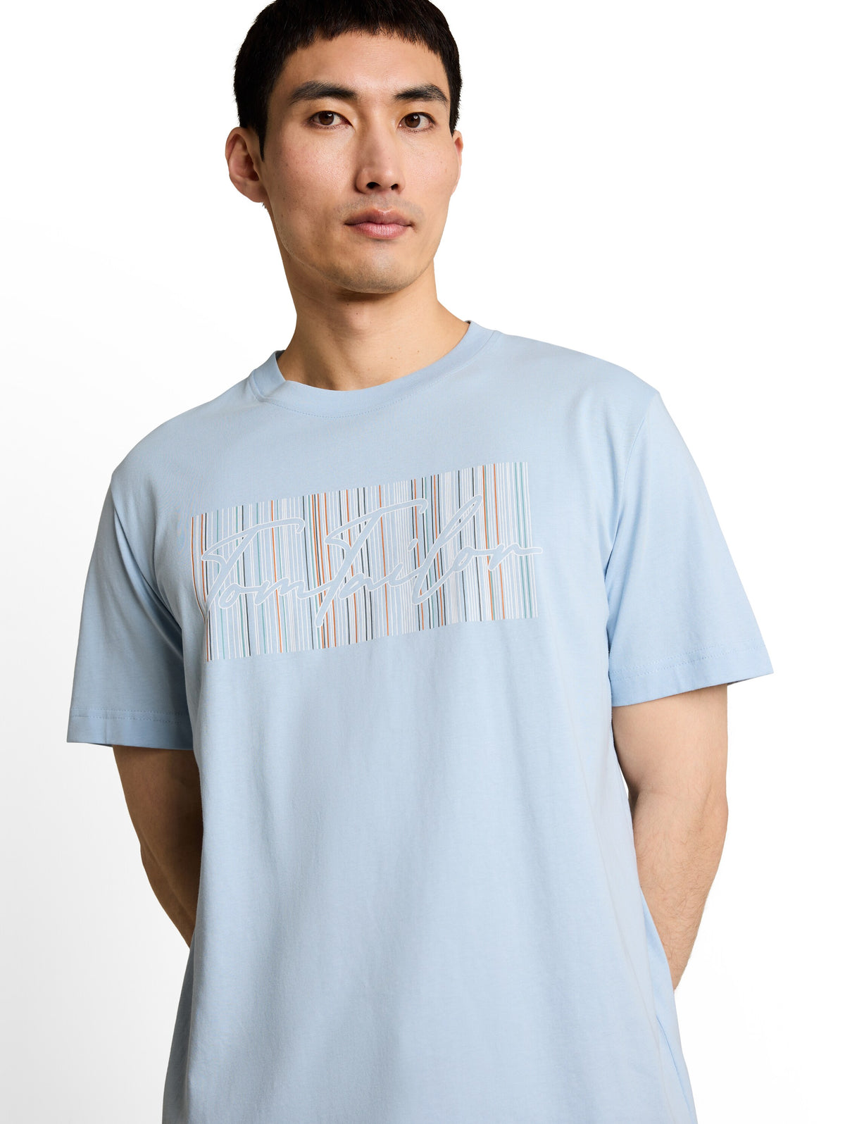 Tom Tailor Light blue grey Short Sleeved T-Shirt With Front Design