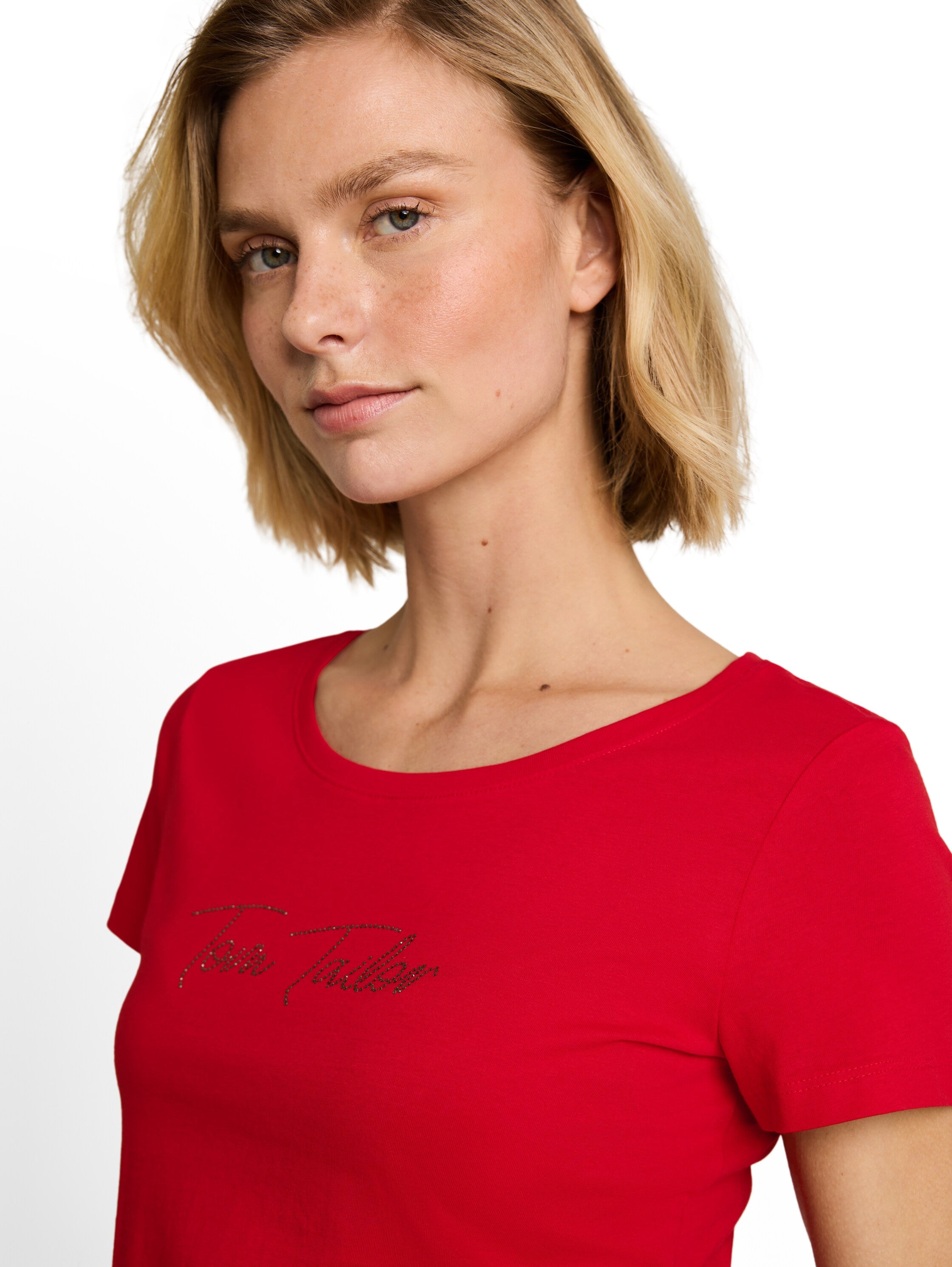 Tom Tailor Red T-shirt With Glitter Logo