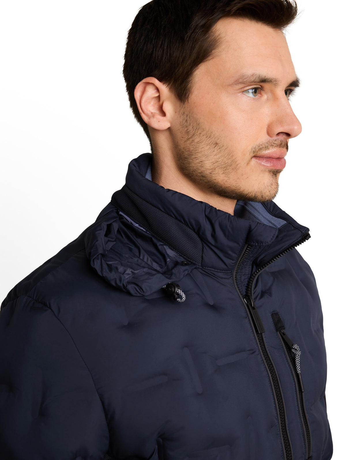 Tom Tailor Sky Captain Blue Water-Repellent Jacket With Stow-Away Hood