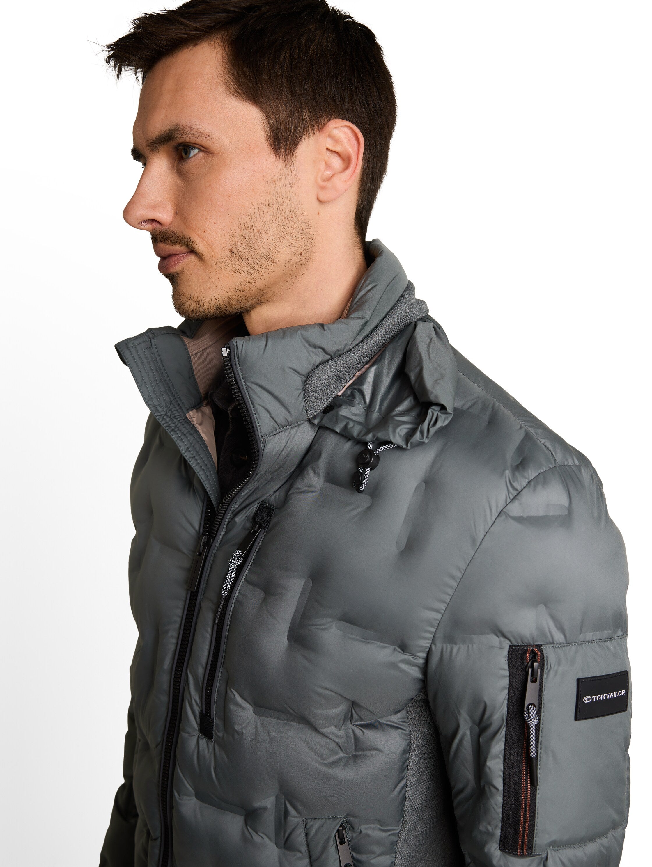 Tom Tailor Darkest Olive Water-Repellent Jacket With Stow-Away Hood