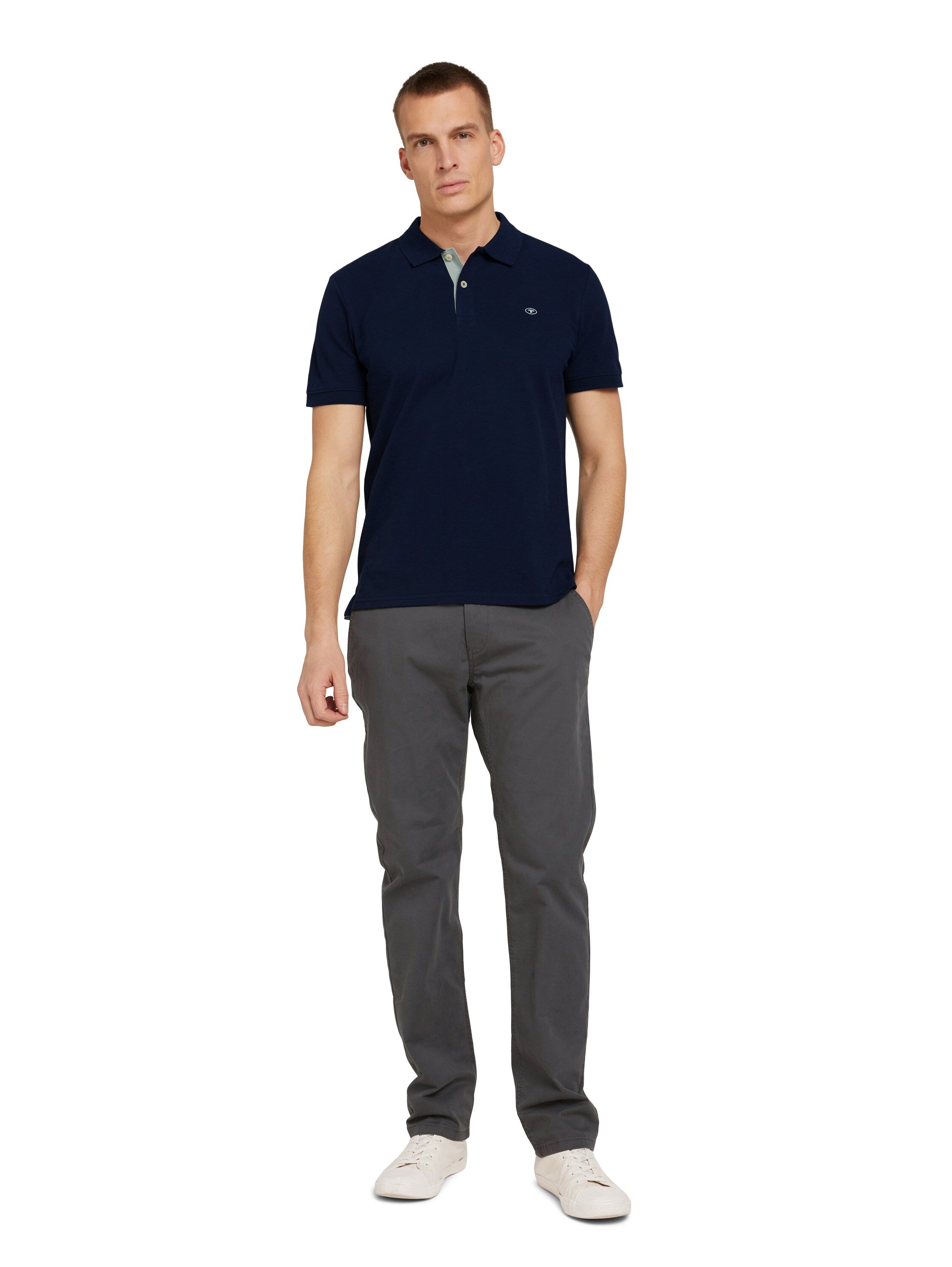 Tom Tailor Navy Short Sleeved Polo With Two Button Closure