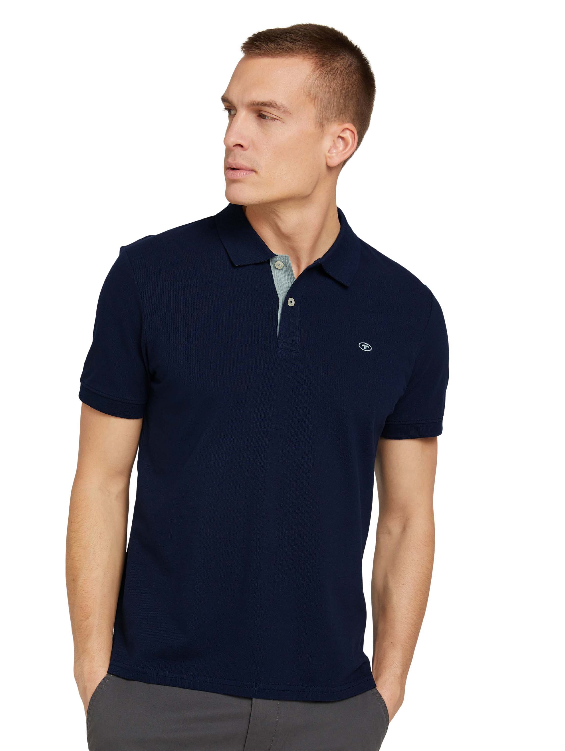 Tom Tailor Navy Short Sleeved Polo With Two Button Closure