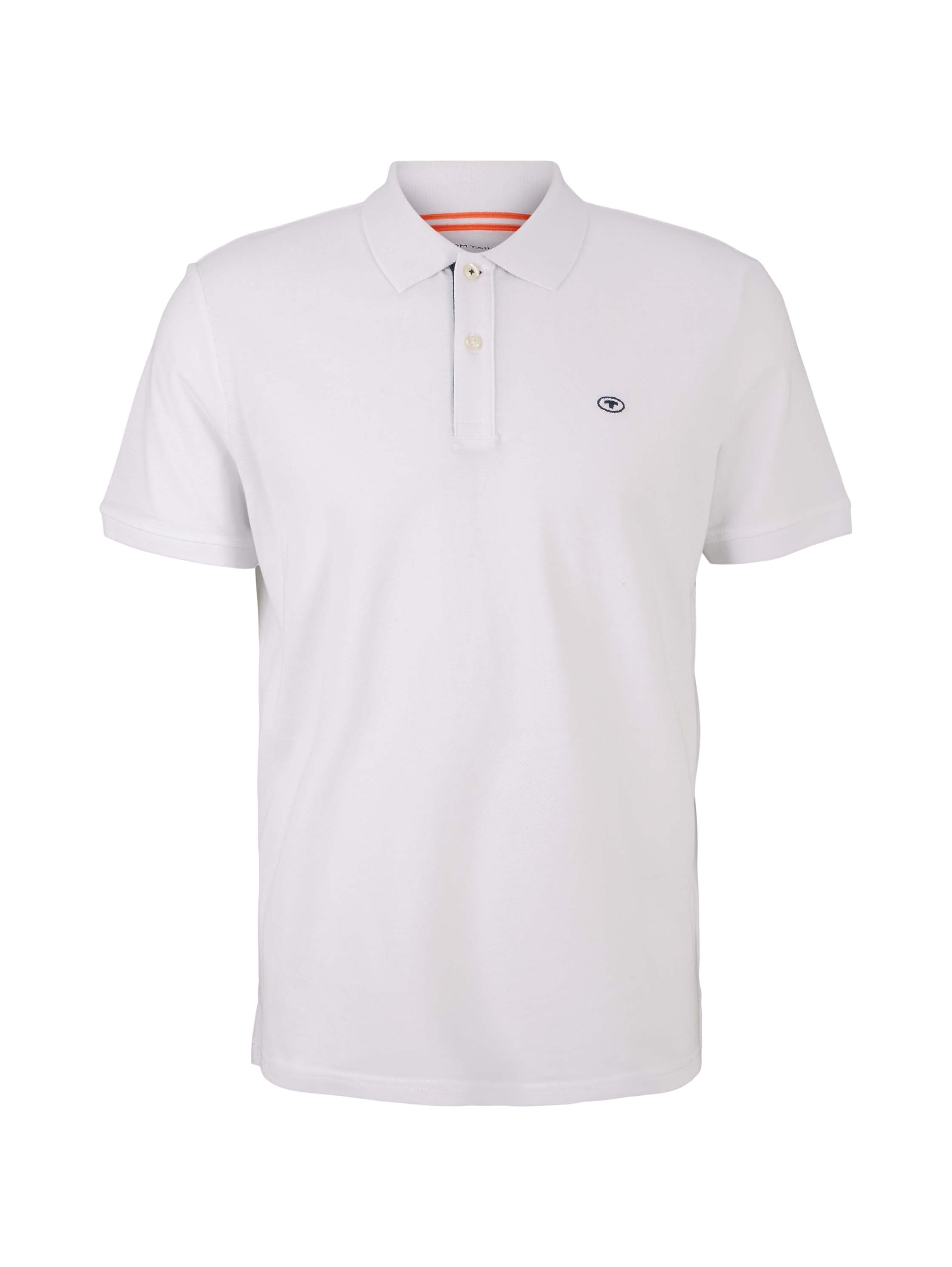Tom Tailor White Short Sleeved Polo With Two Button Closure