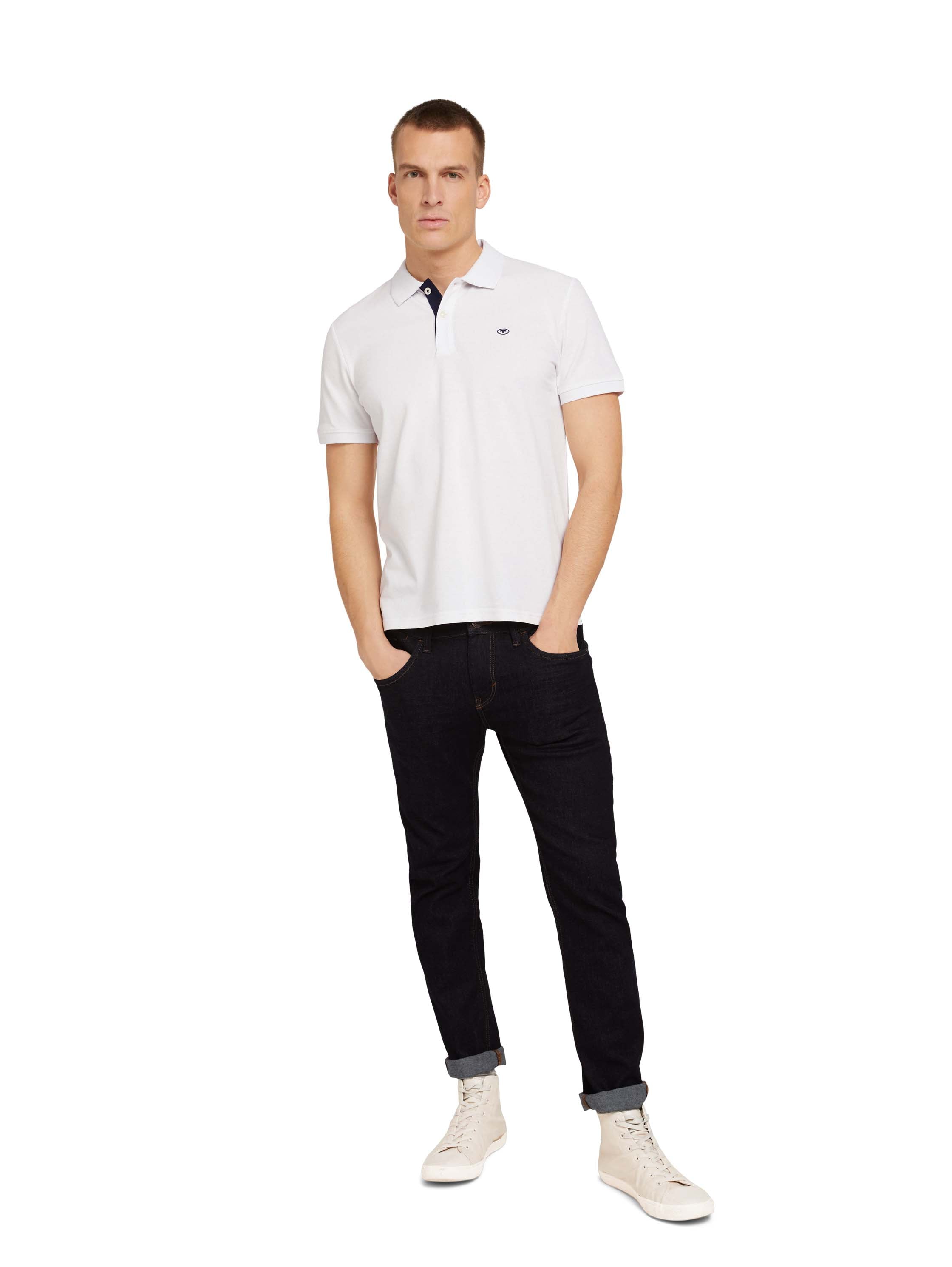 Tom Tailor White Short Sleeved Polo With Two Button Closure