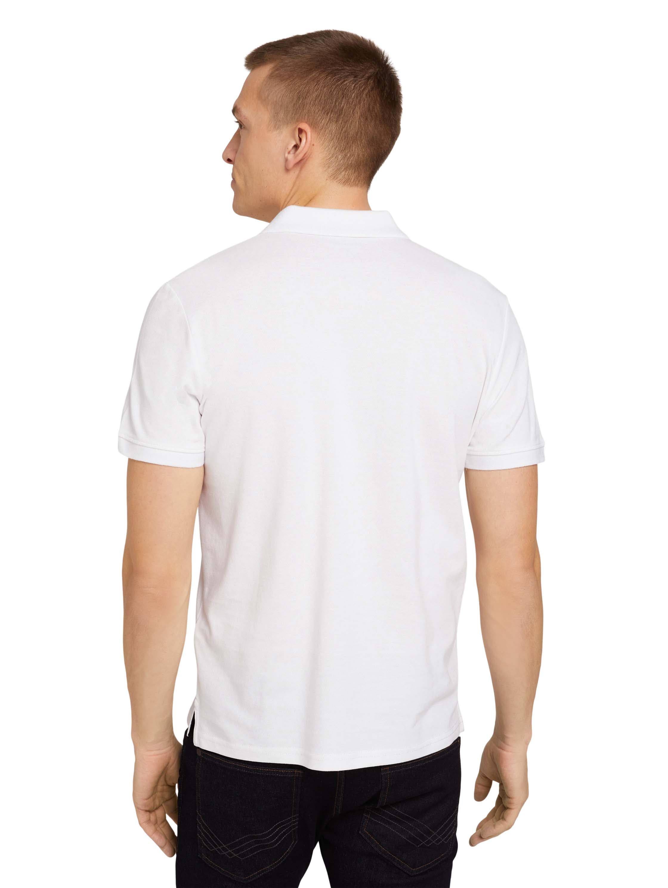Tom Tailor White Short Sleeved Polo With Two Button Closure