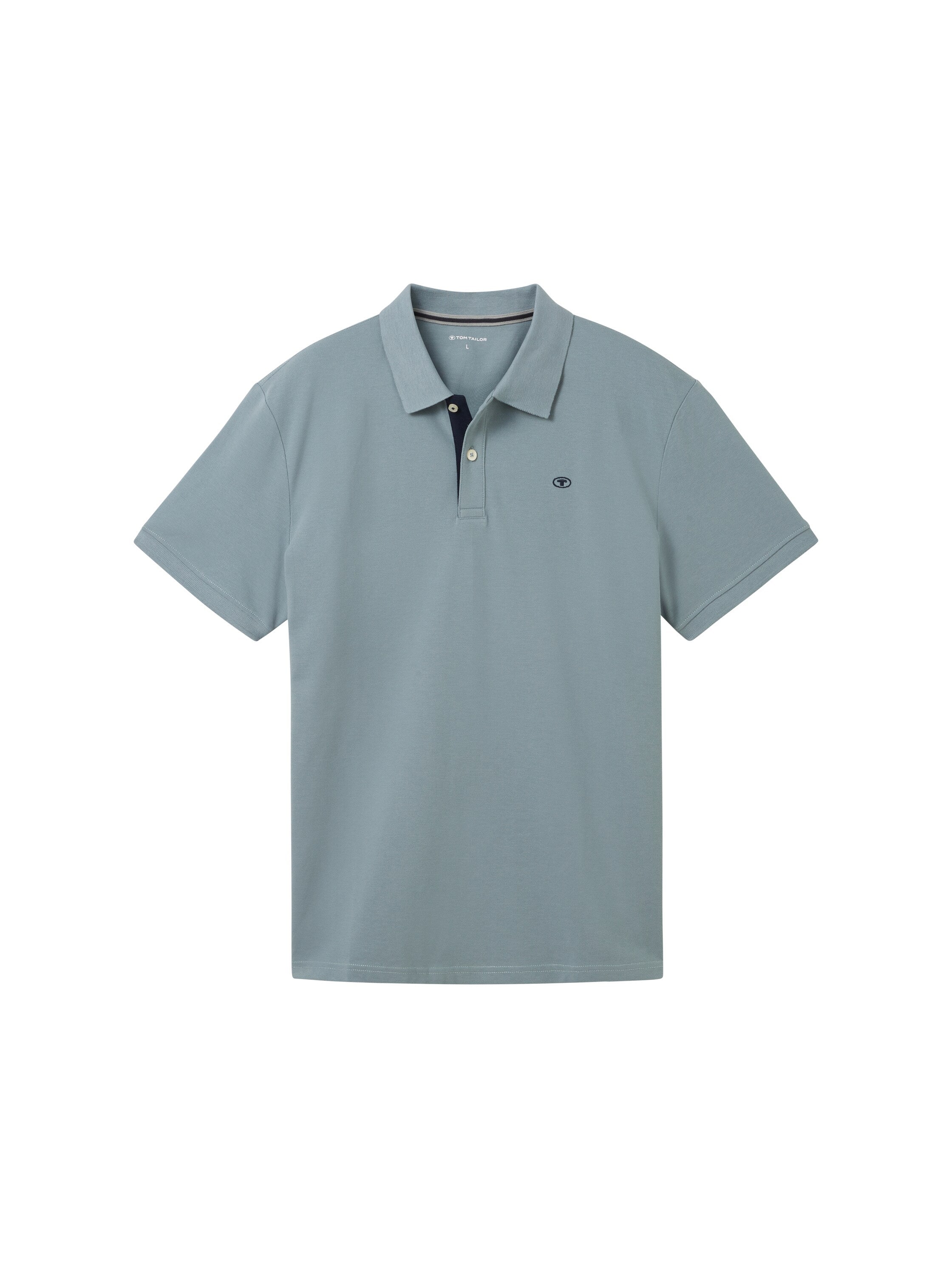 Tom Tailor Grey Mint Short Sleeved Polo With Two Button Closure