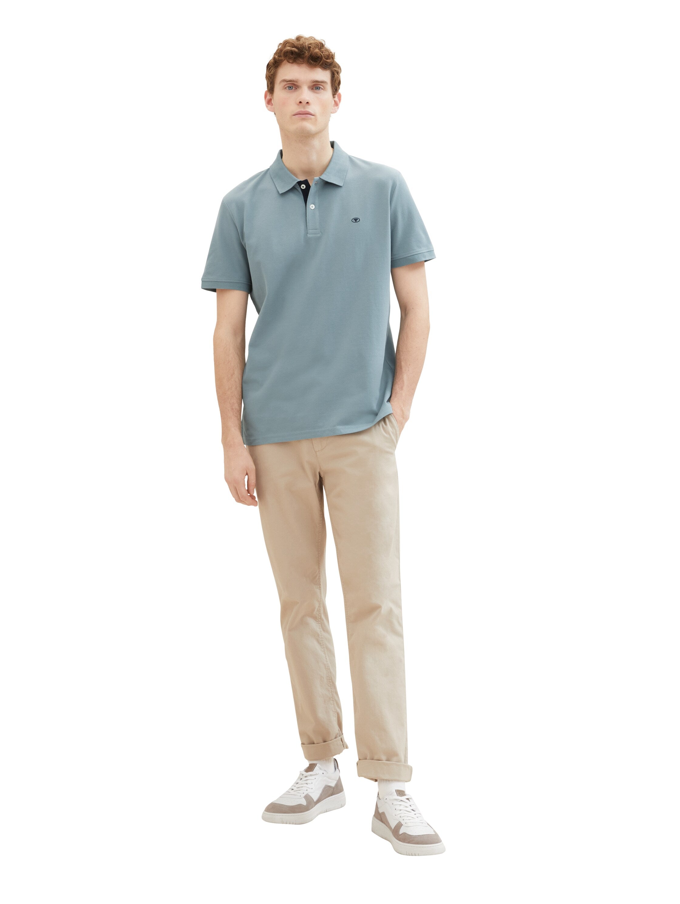 Tom Tailor Grey Mint Short Sleeved Polo With Two Button Closure
