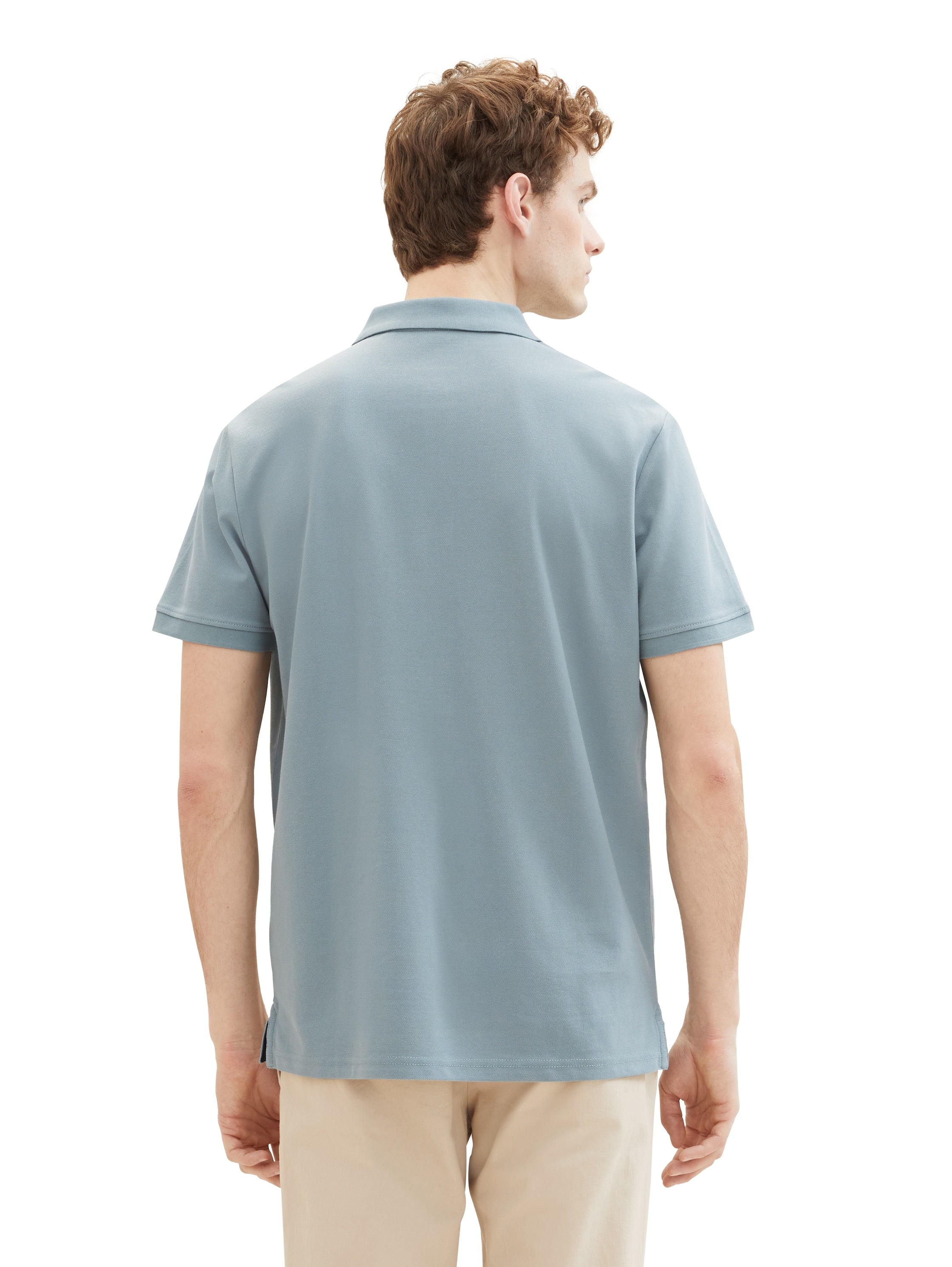 Tom Tailor Grey Mint Short Sleeved Polo With Two Button Closure