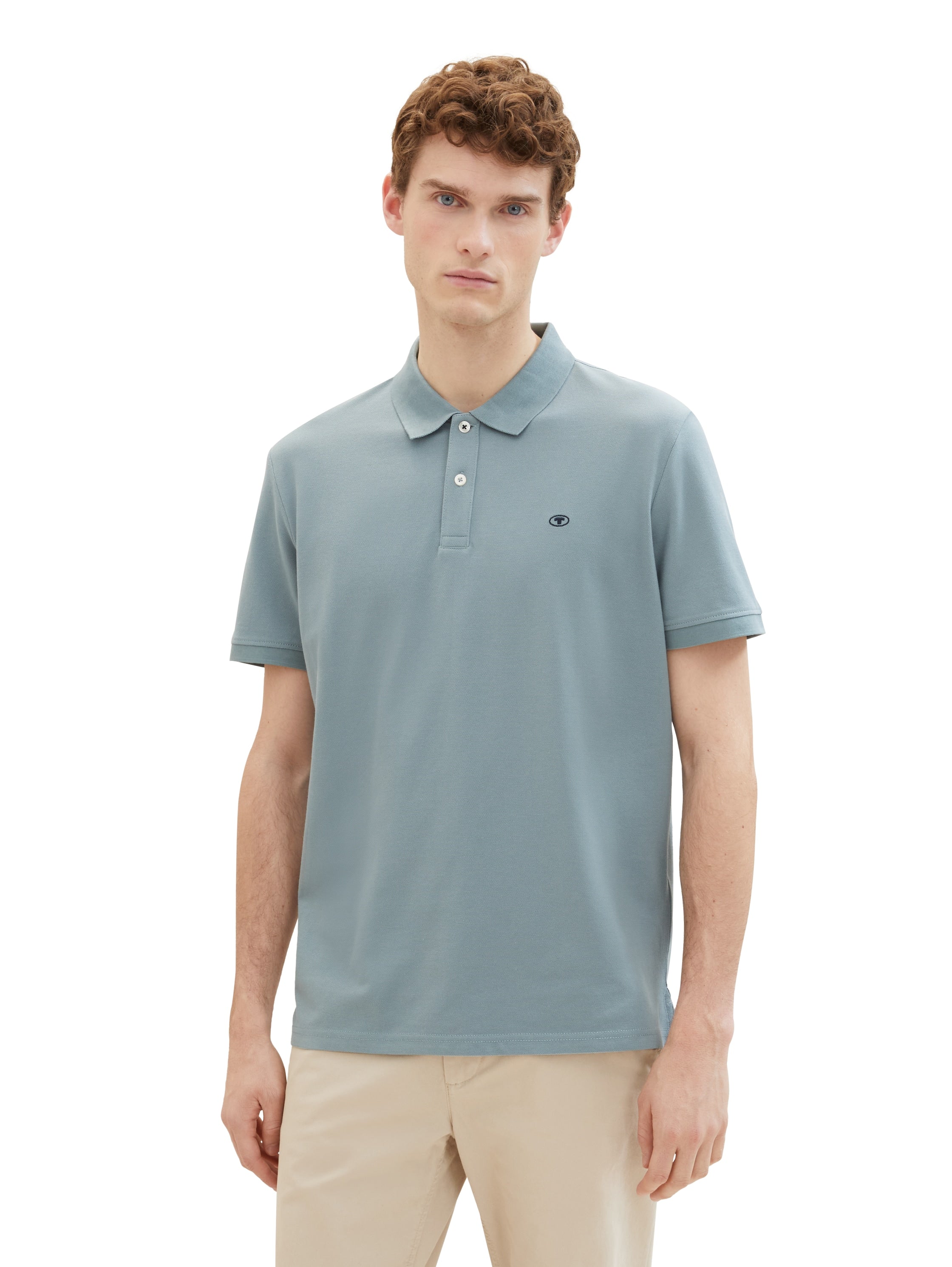 Tom Tailor Grey Mint Short Sleeved Polo With Two Button Closure