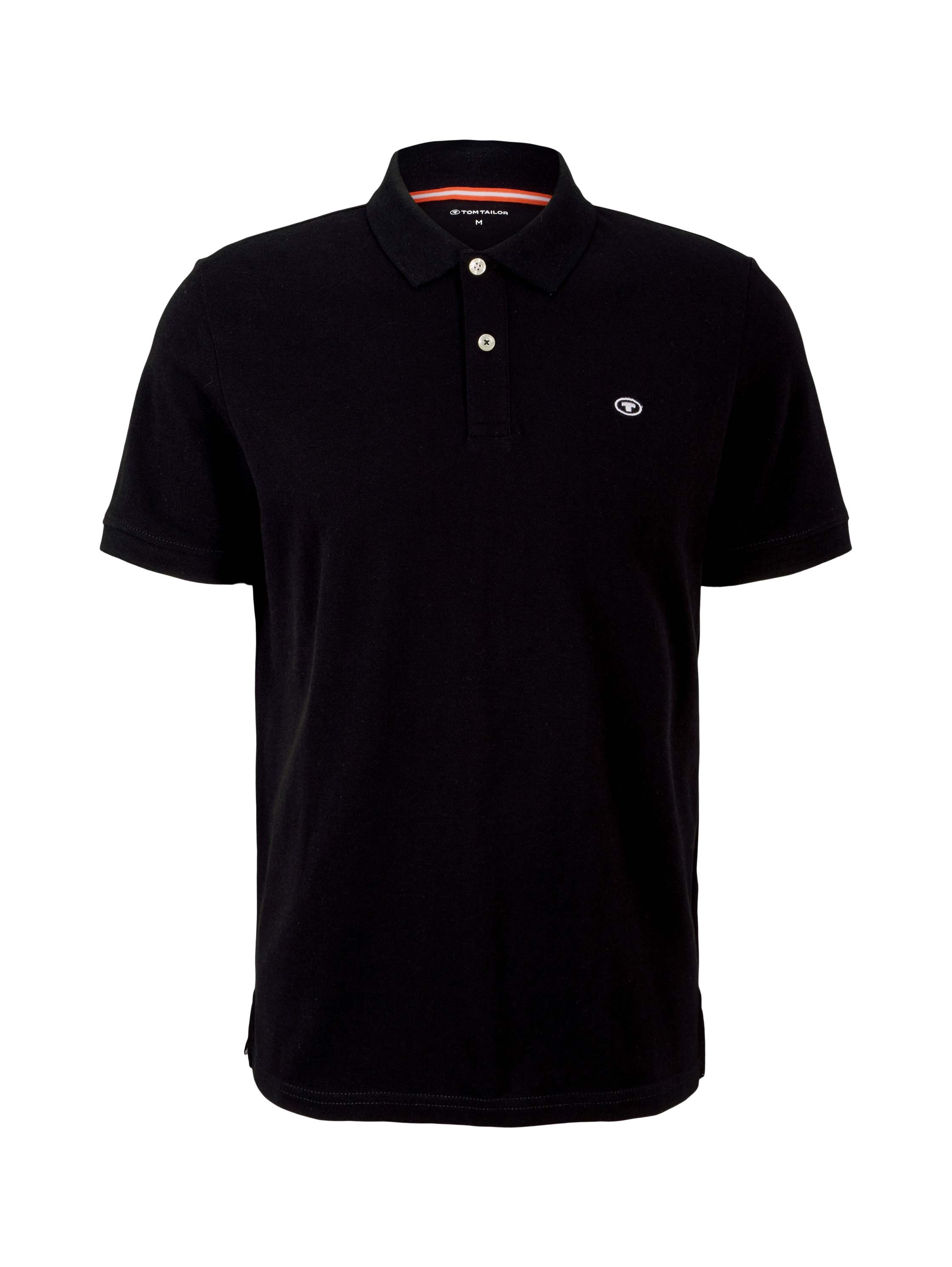 Tom Tailor Black Short Sleeved Polo With Two Button Closure