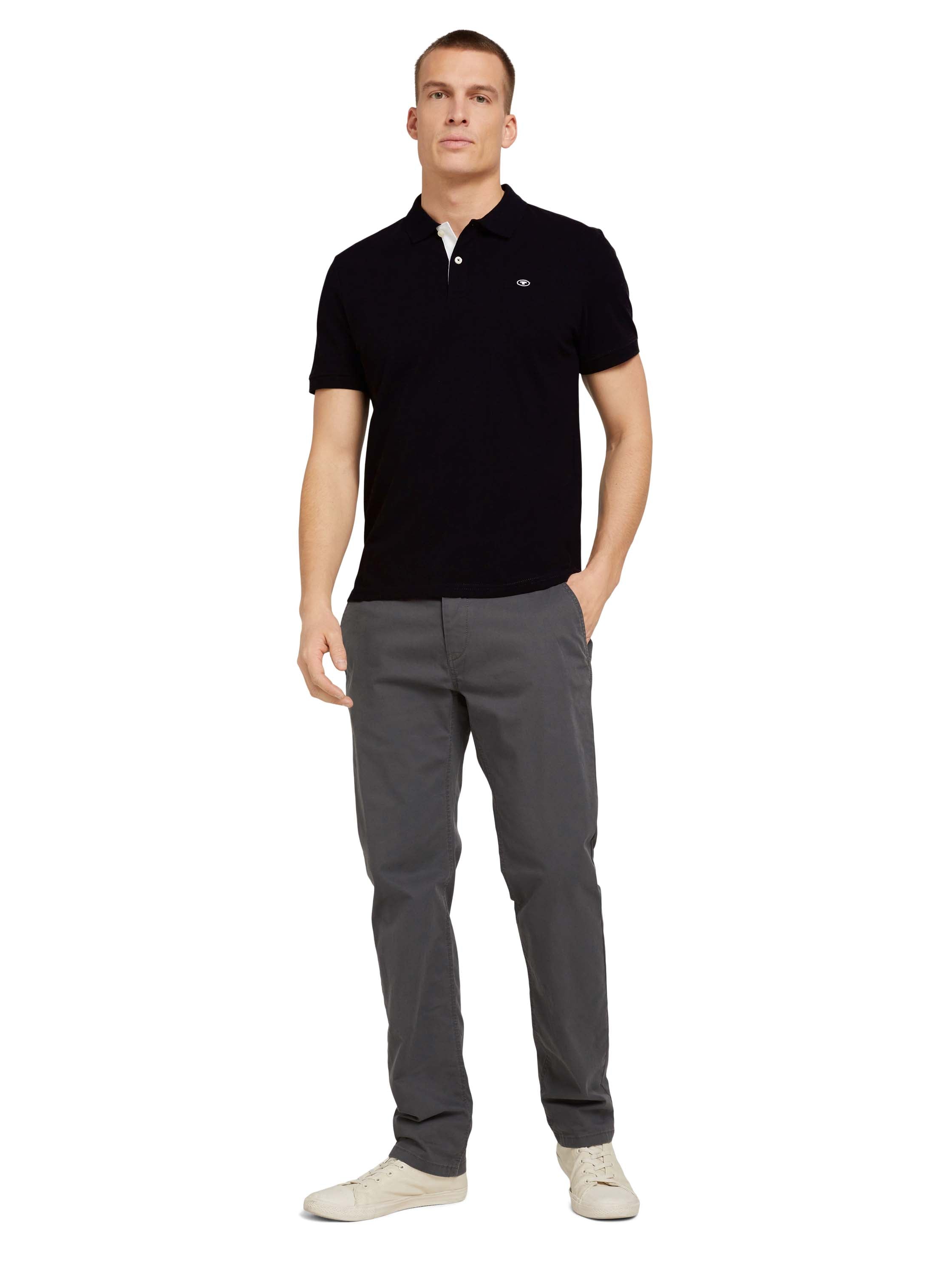 Tom Tailor Black Short Sleeved Polo With Two Button Closure
