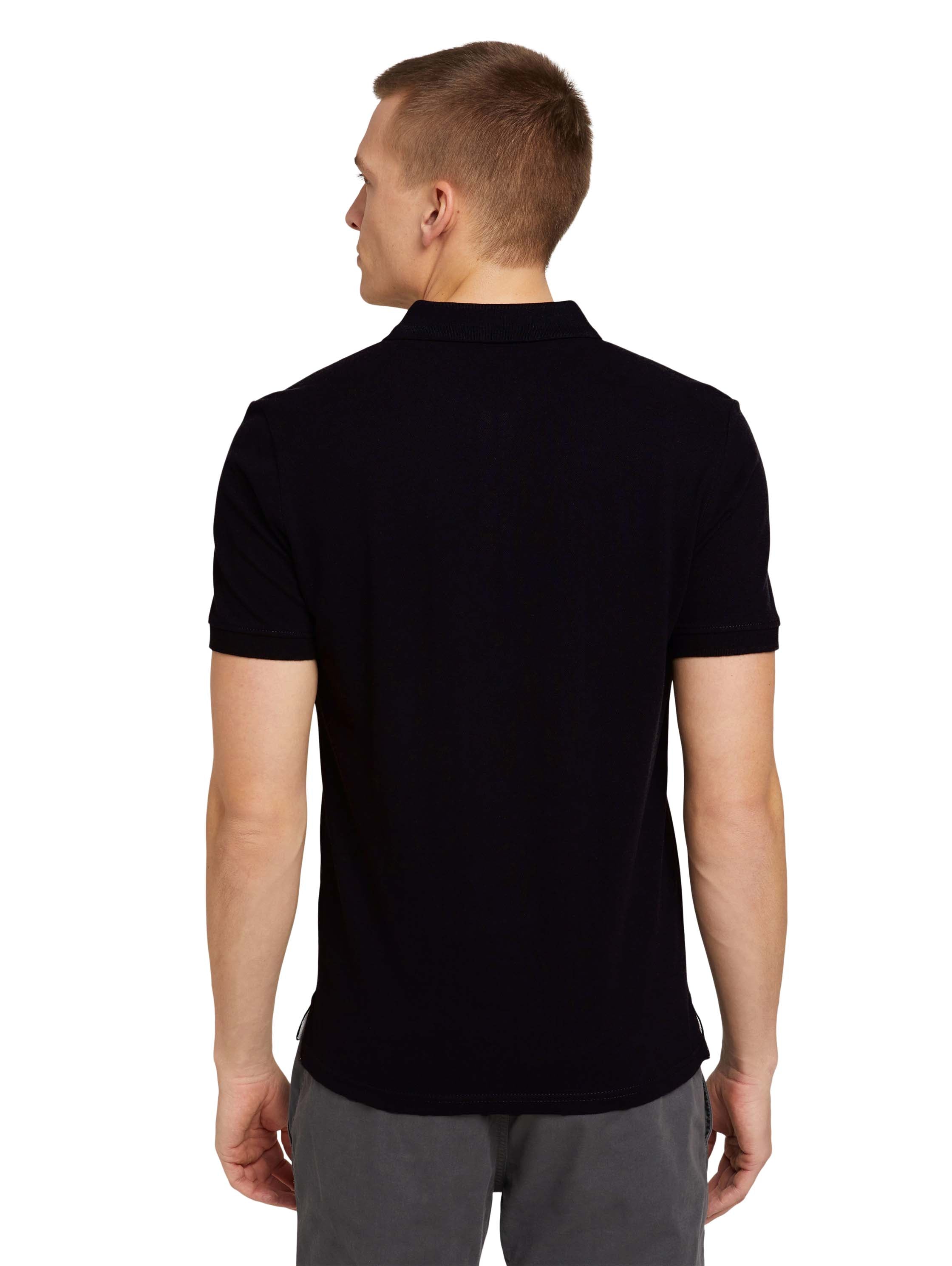 Tom Tailor Black Short Sleeved Polo With Two Button Closure