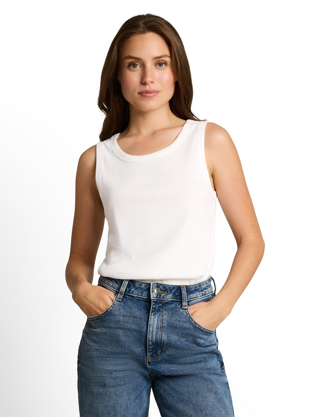 Tom Tailor White Sleeveless Top