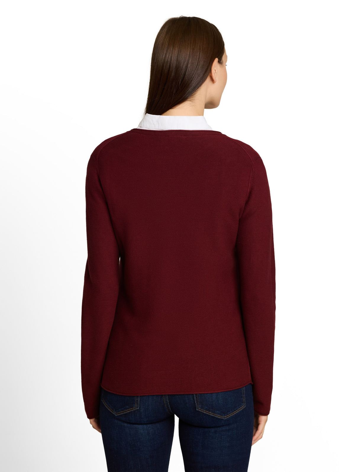 Tom Tailor Burgundy Cotton knitted Jumper Pullover
