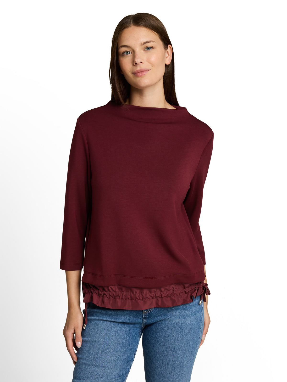 Tom Tailor Purple Scuba Long-Sleeved Top With A 2-in-1 Look Sweater