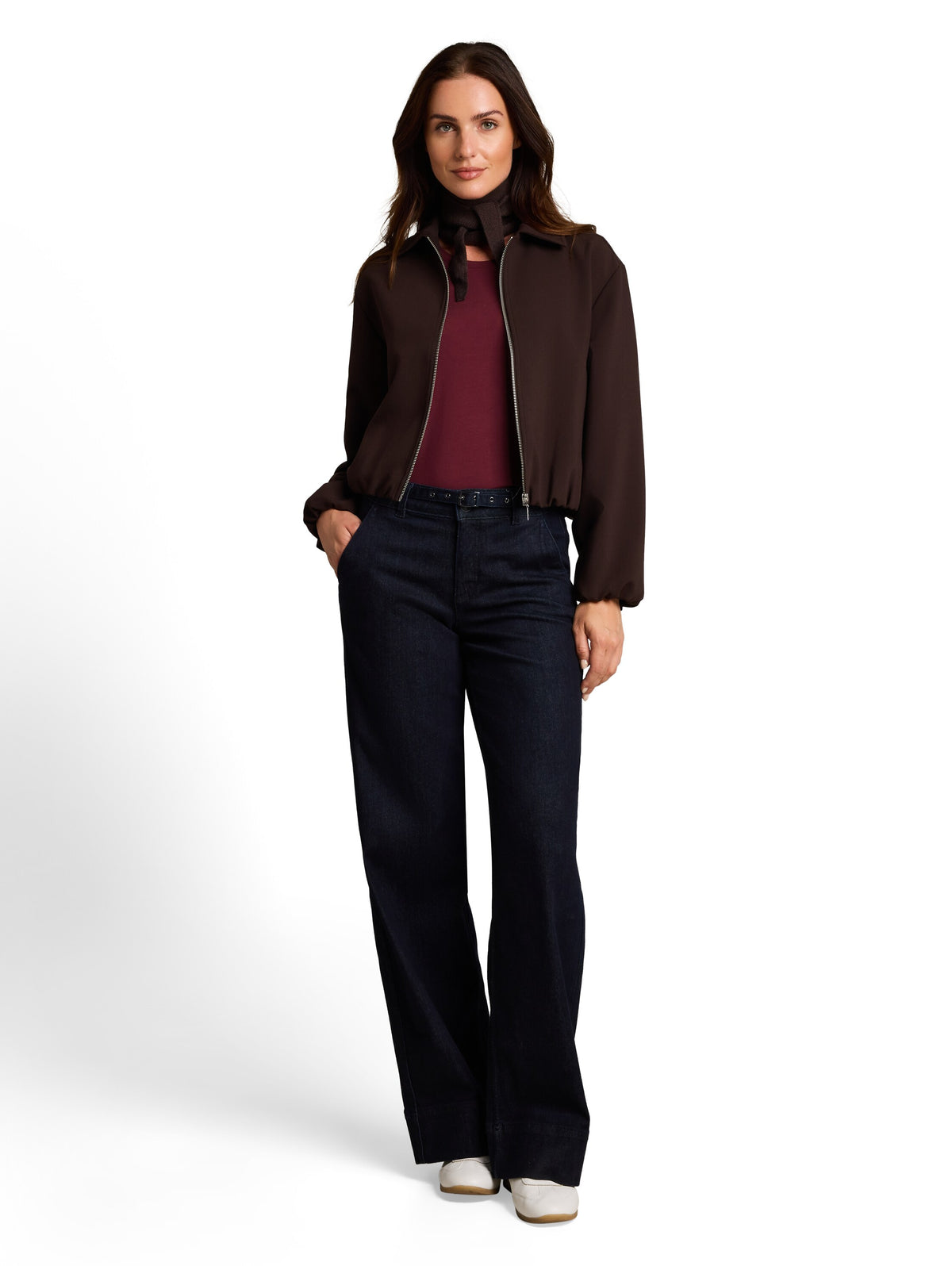 Tom Tailor Burgundy Slim-fit Top With Logo Print
