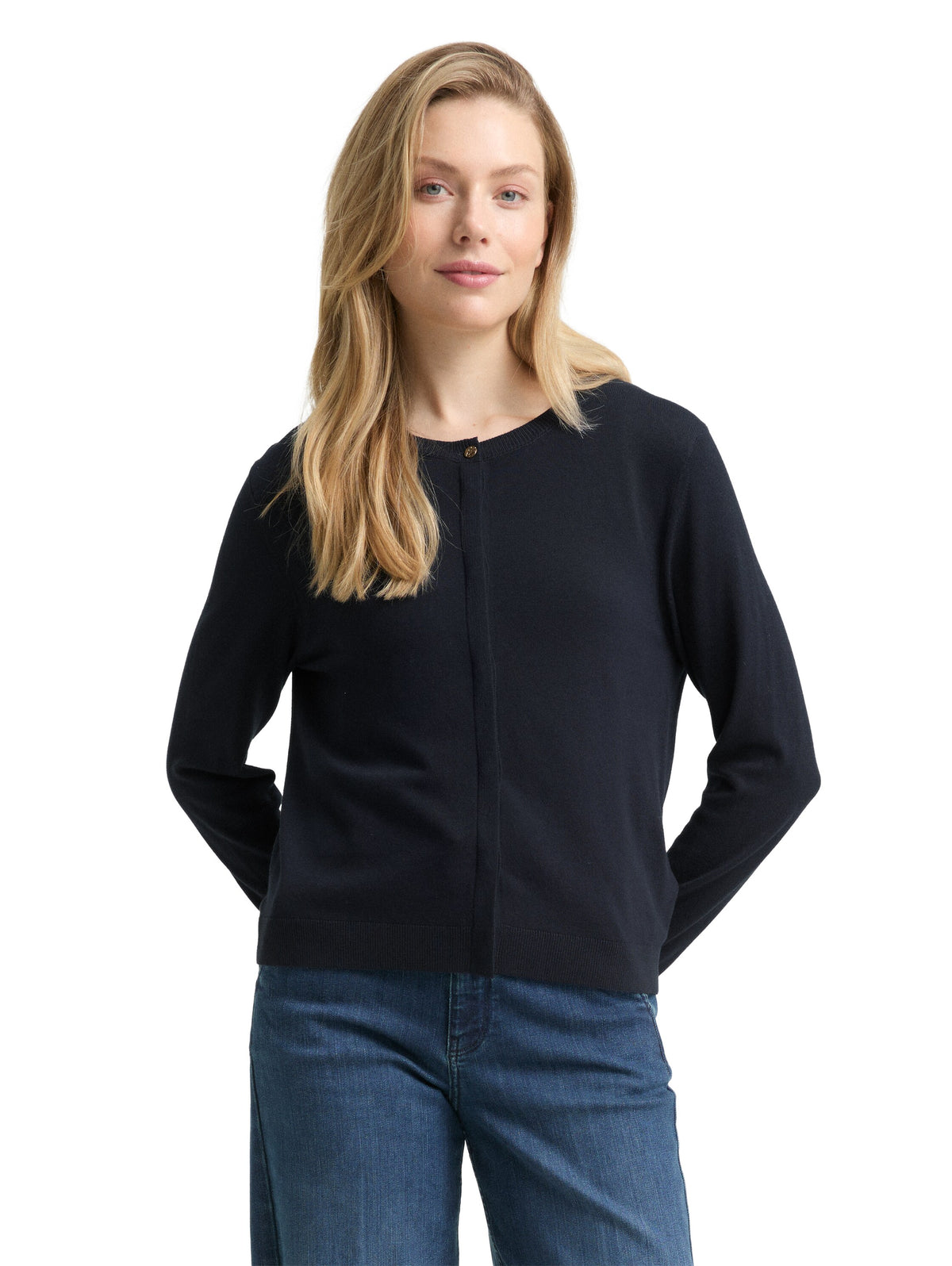 Tom Tailor Navy Cardigan with Concealed Button Placket