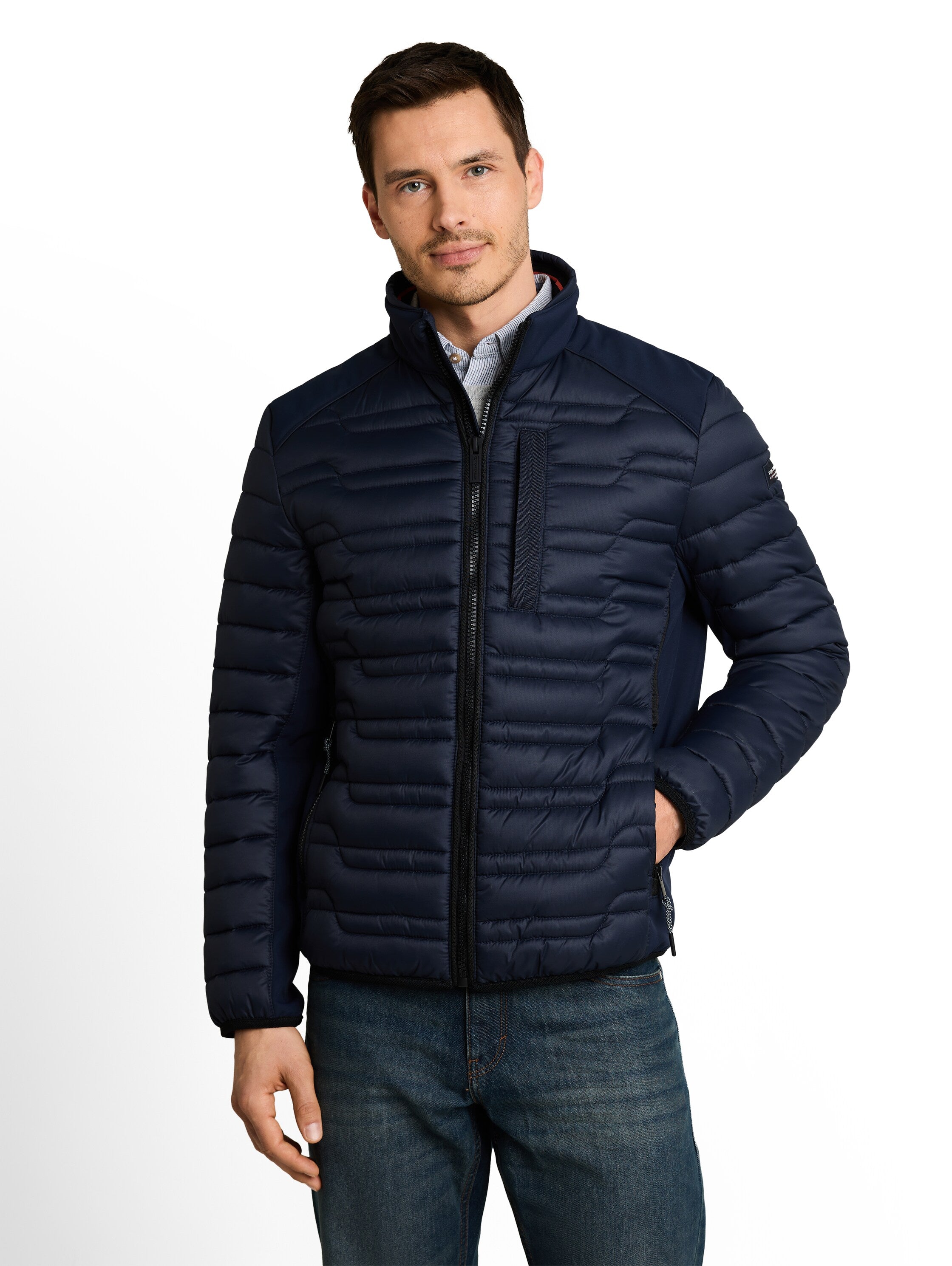 Tom Tailor Sky Captain Blue Water-Repellent Jacket With Stand-Up Collar & Zip Pockets