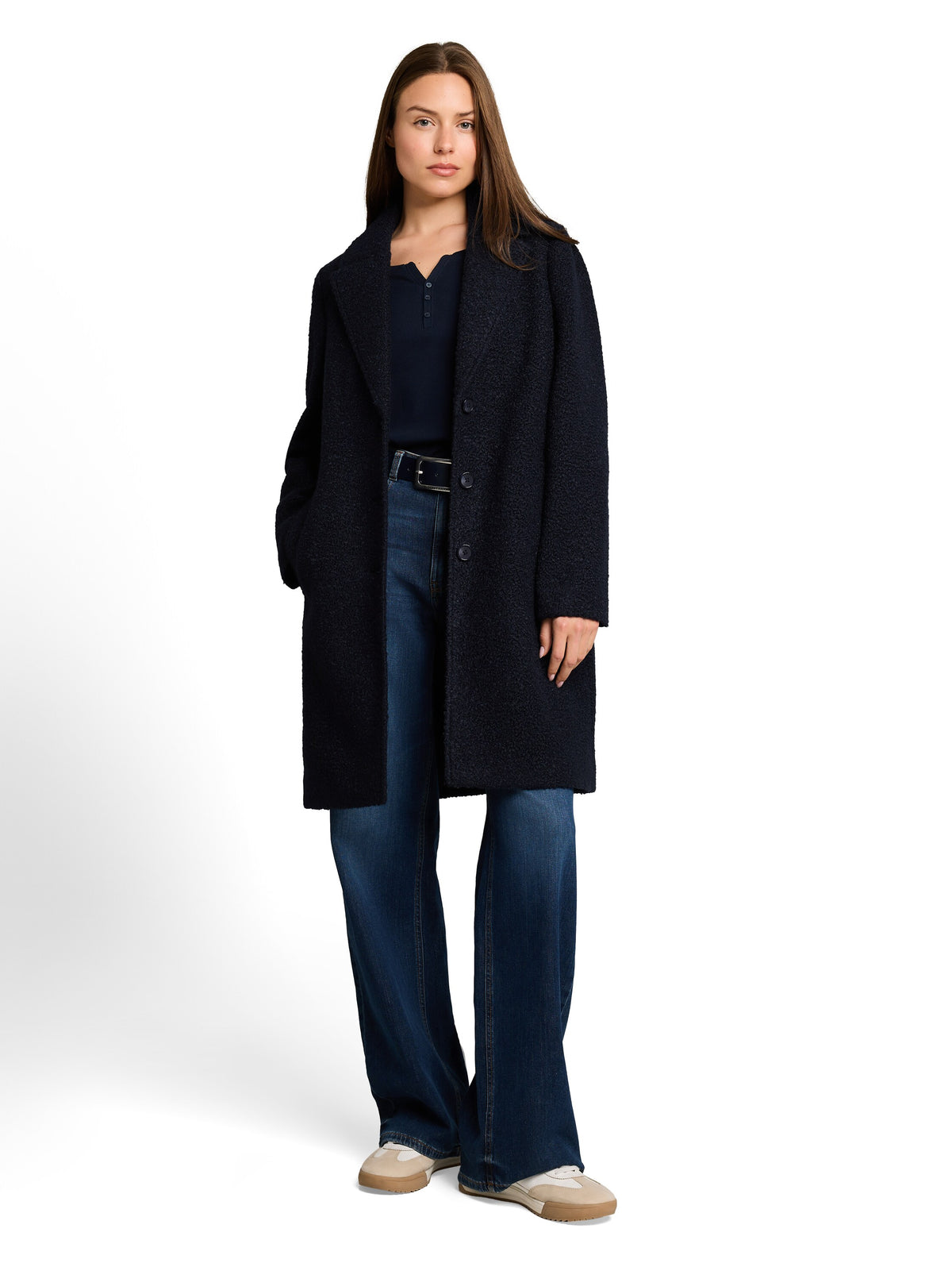 Tom Tailor Navy Structure Coat with lapel Collar