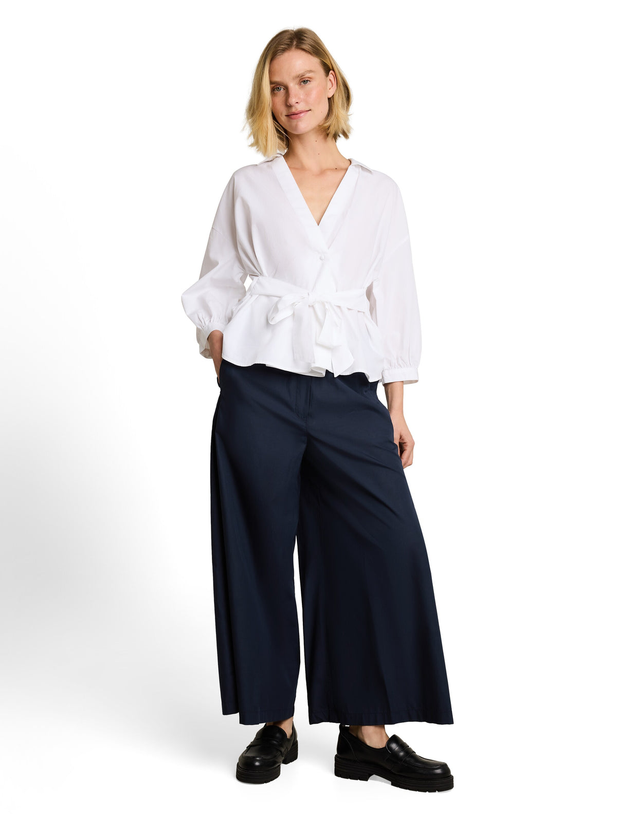 Tom Tailor Sky Captain Blue Cropped Wide-Leg Trousers