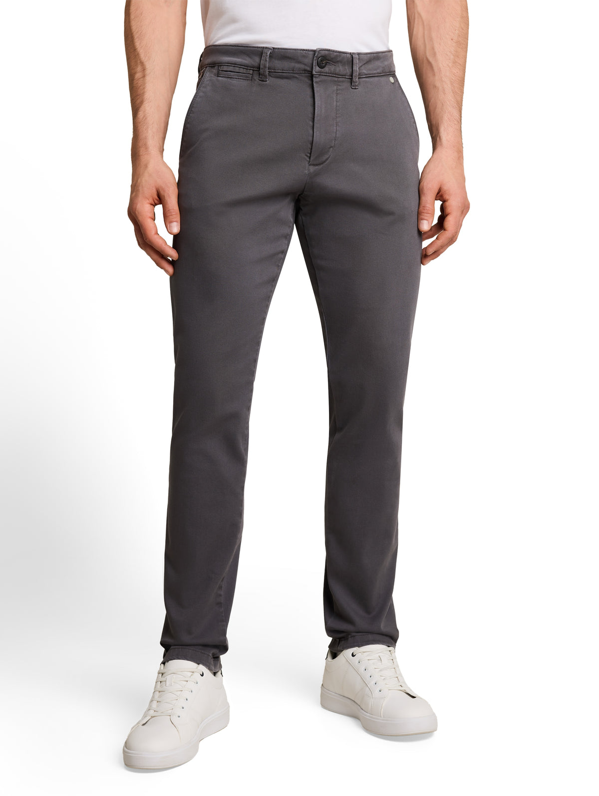 Tom Tailor Grey TTSIMON SLIM Washed-Look Chino Trousers Pant