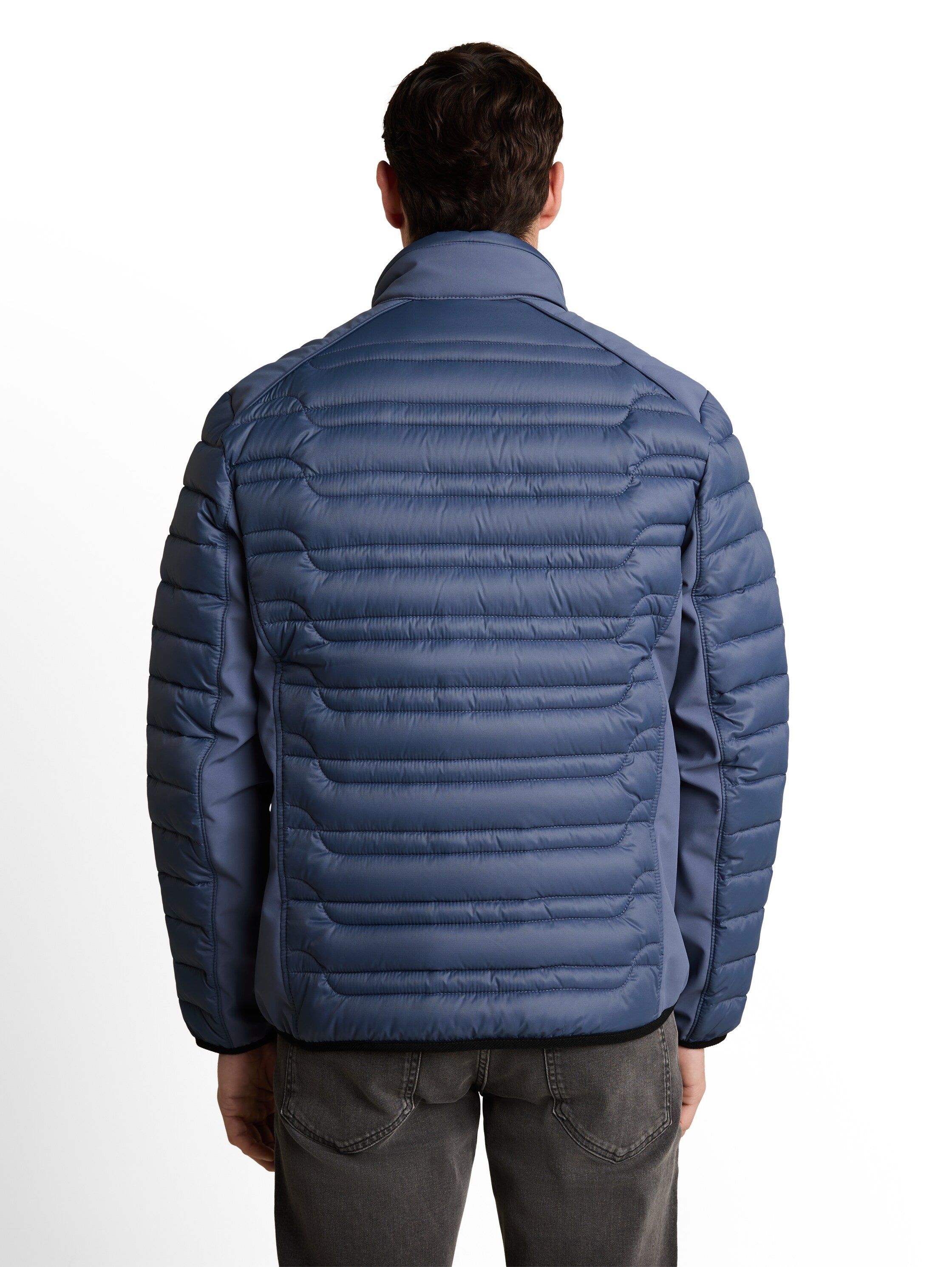 Tom Tailor Indigo Blue Water-Repellent Jacket With Stand-Up Collar &Zip Pockets