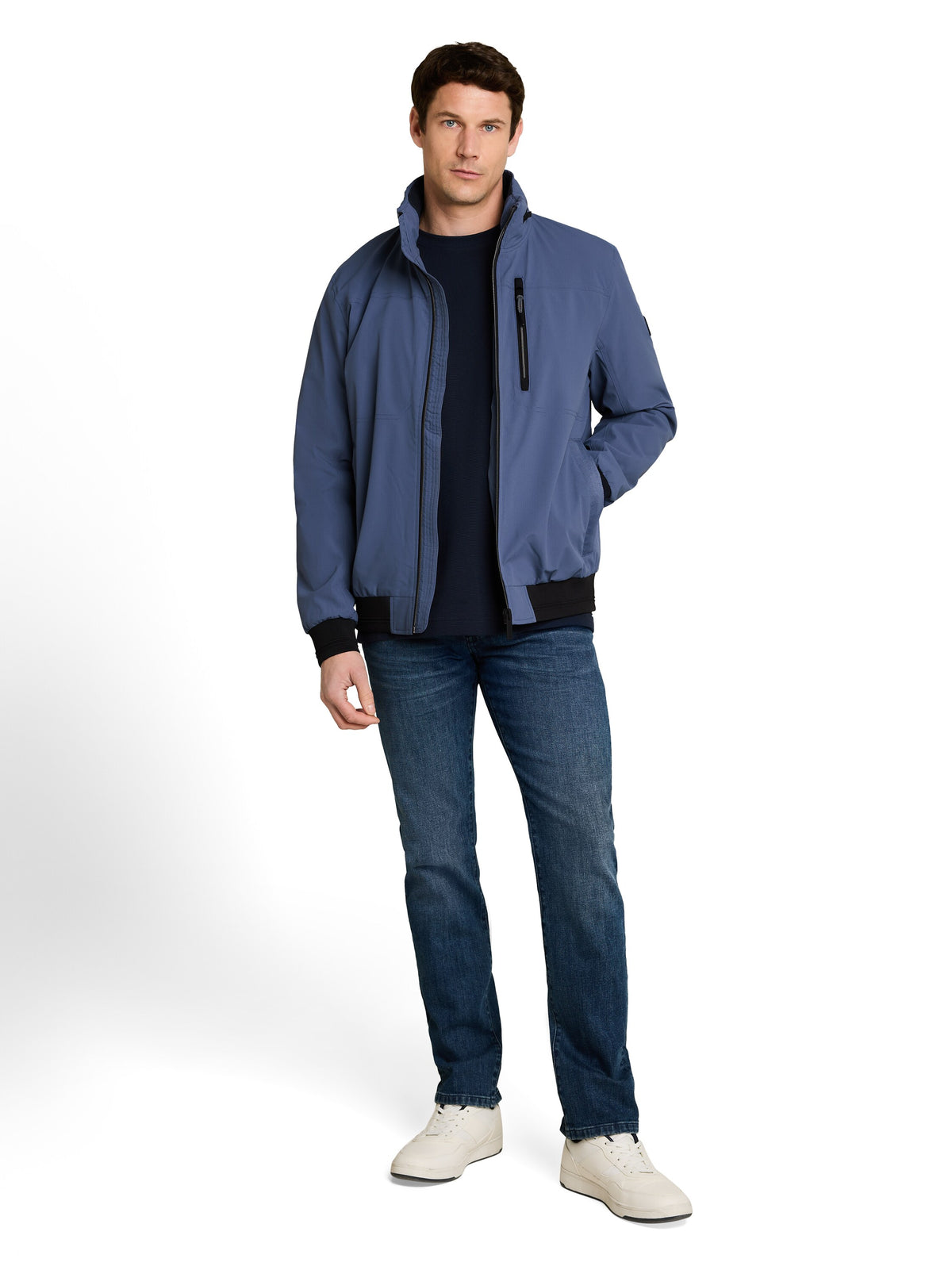 Tom Tailor Vintage Indigo Blue Blouson Jacket with Stow-Away Hood