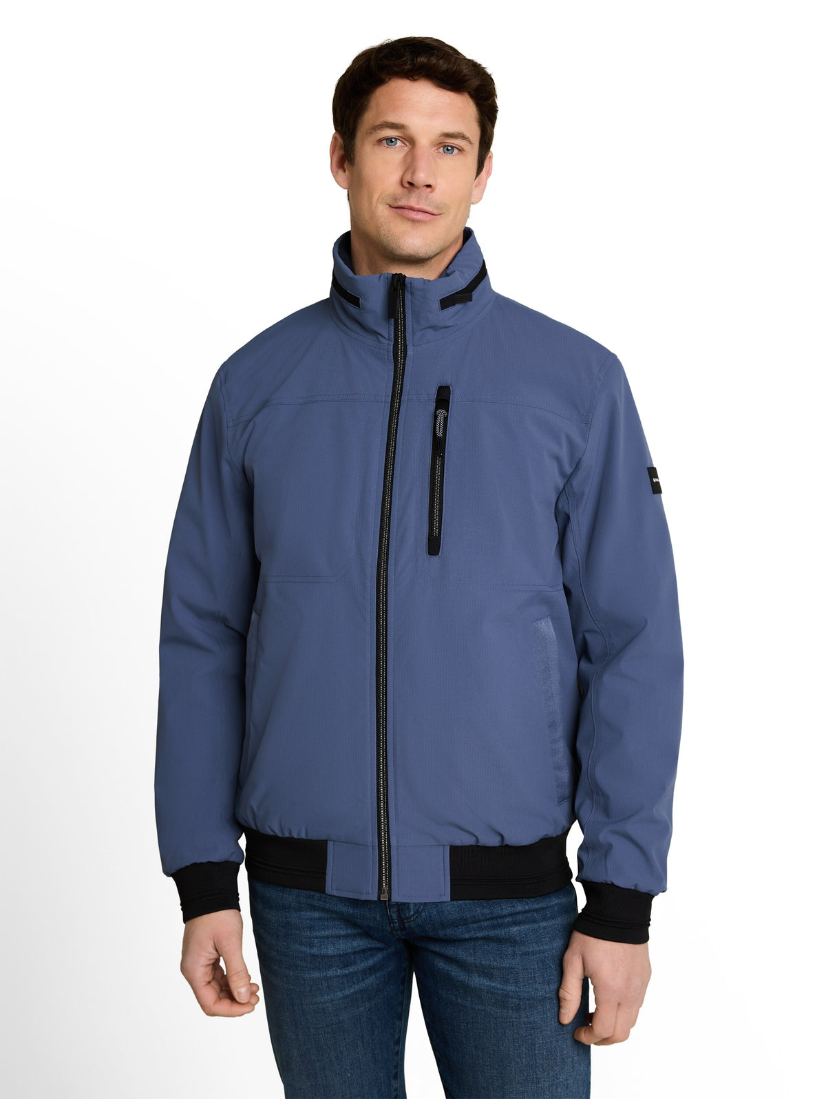 Tom Tailor Vintage Indigo Blue Blouson Jacket with Stow-Away Hood