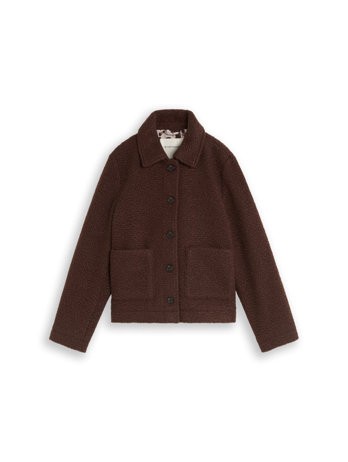 Tom Tailor Brown Bouclé Jacket With Side Pockets