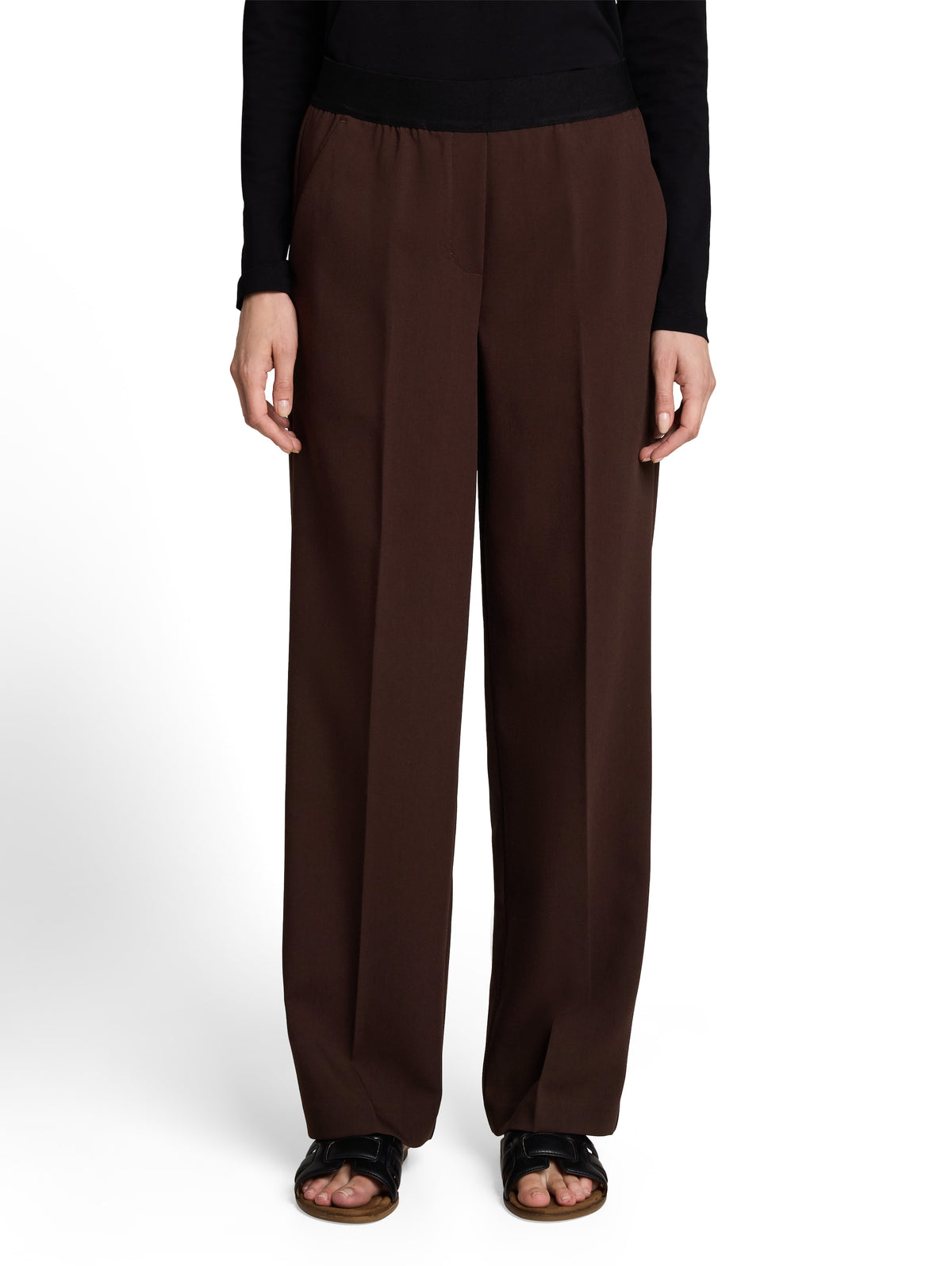 Tom Tailor Brown Straight Trousers With A Crease