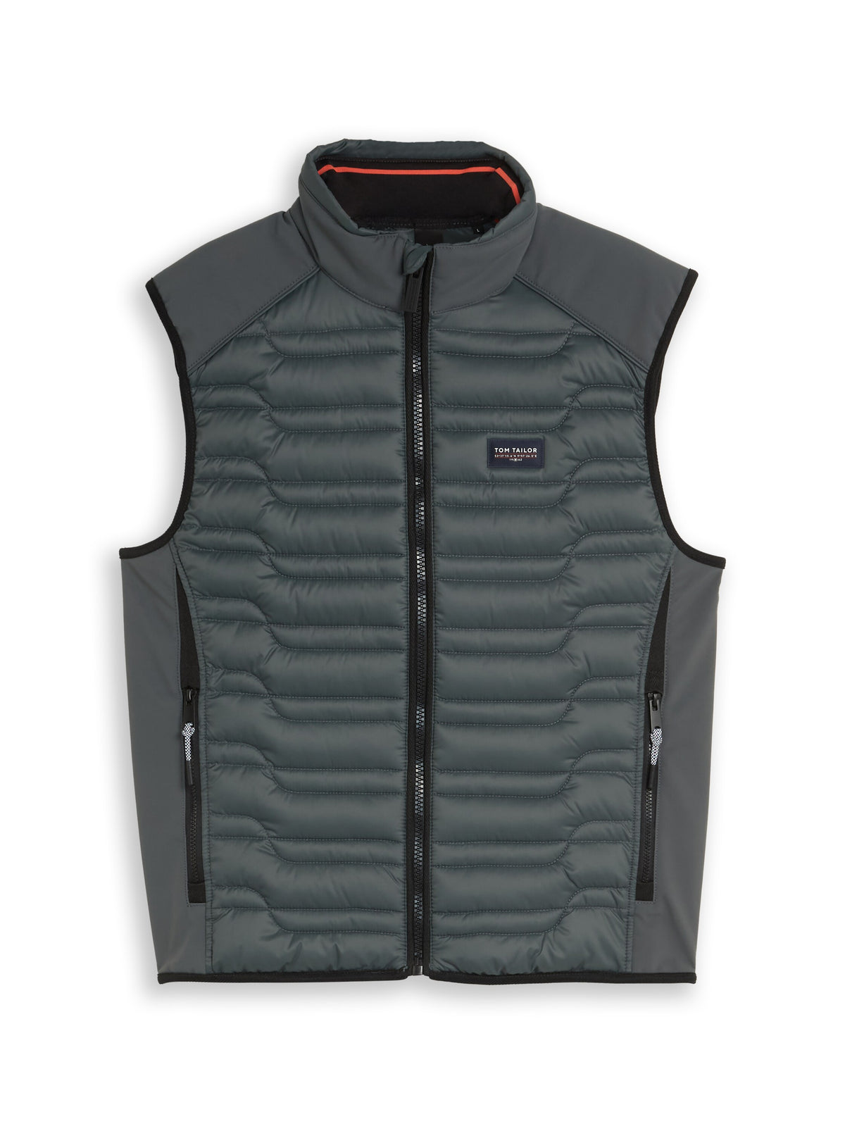 Tom Tailor Darkest Olive Casual Vest with Stand Up Collar