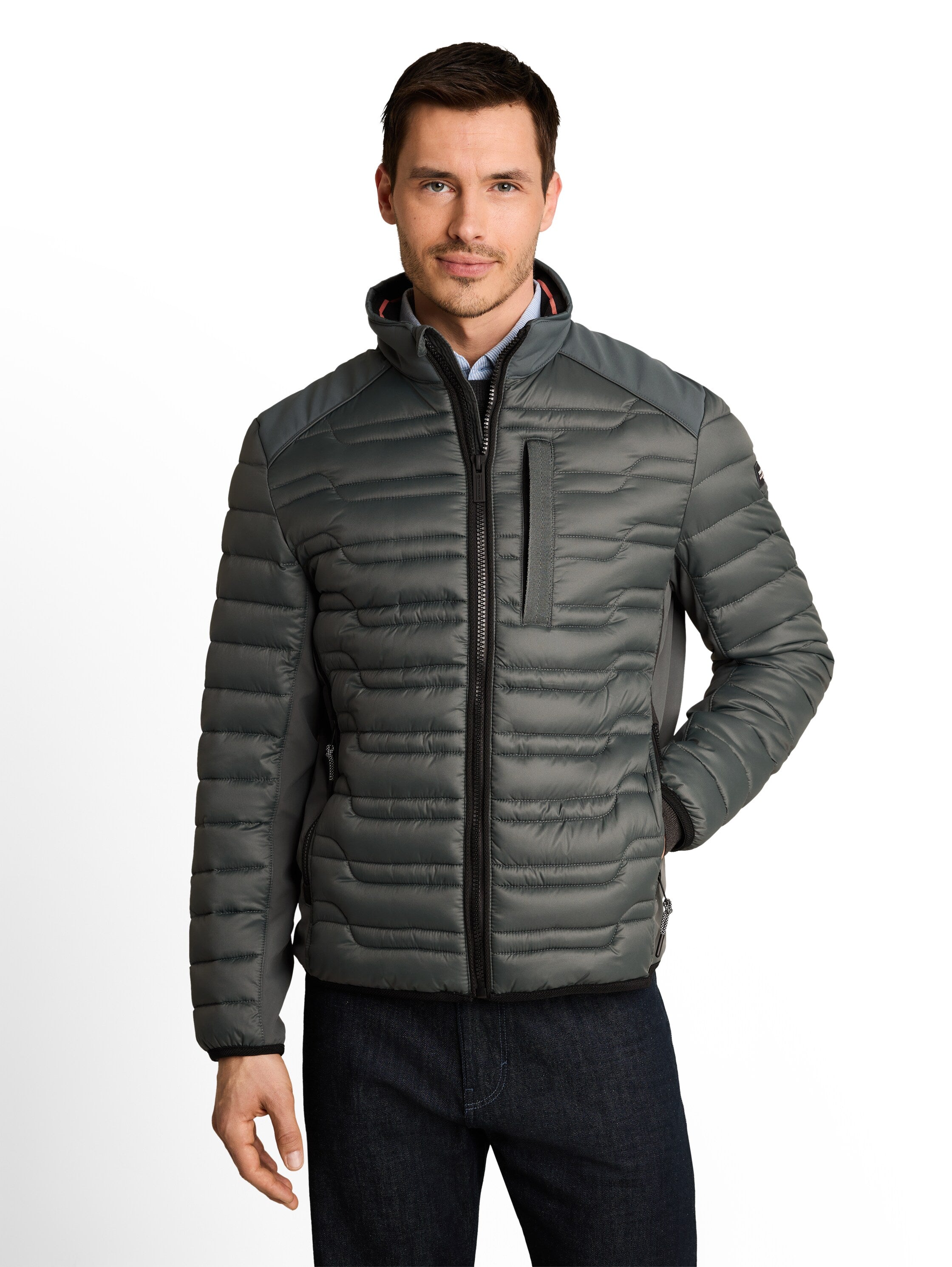 Tom Tailor Darkest Olive Water-Repellent Jacket With Stand-Up Collar & Zip Pockets