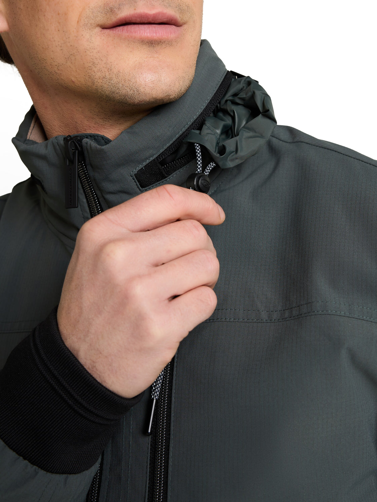 Tom Tailor Darkest Olive Blouson Jacket with Stow-Away Hood