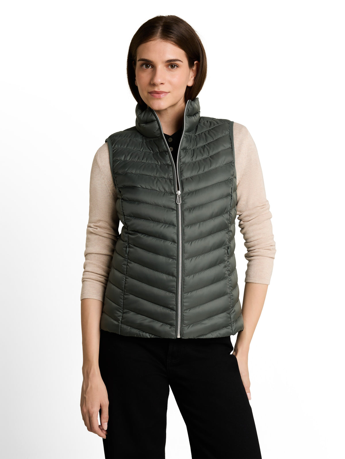 Tom Tailor Darkest Olive Vest Optimal Fit and High Wearing Comfort