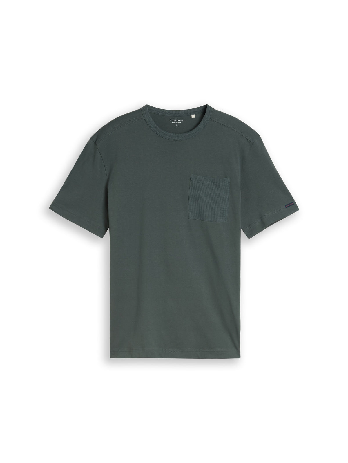 Tom Tailor Darkist Olive Cotton T-Shirt with Chest Pocket