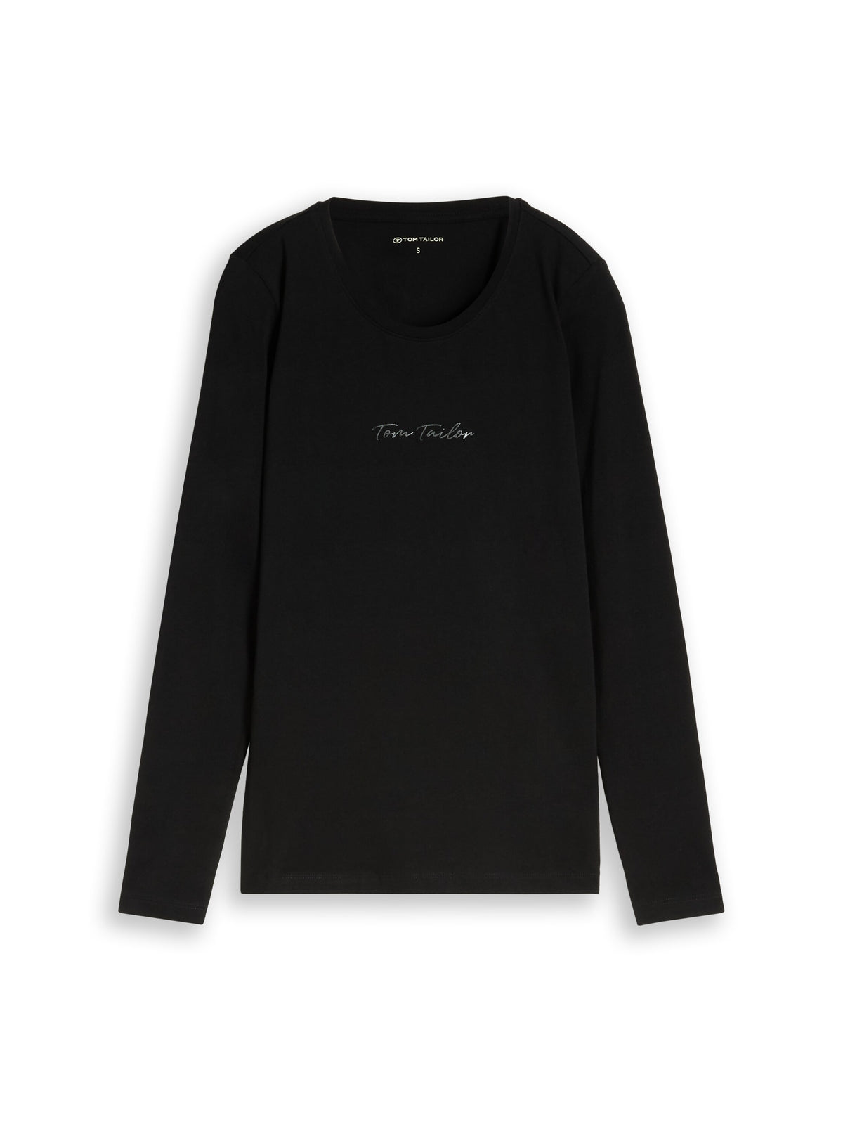 Tom Tailor Black Slim-fit Top With Logo Print