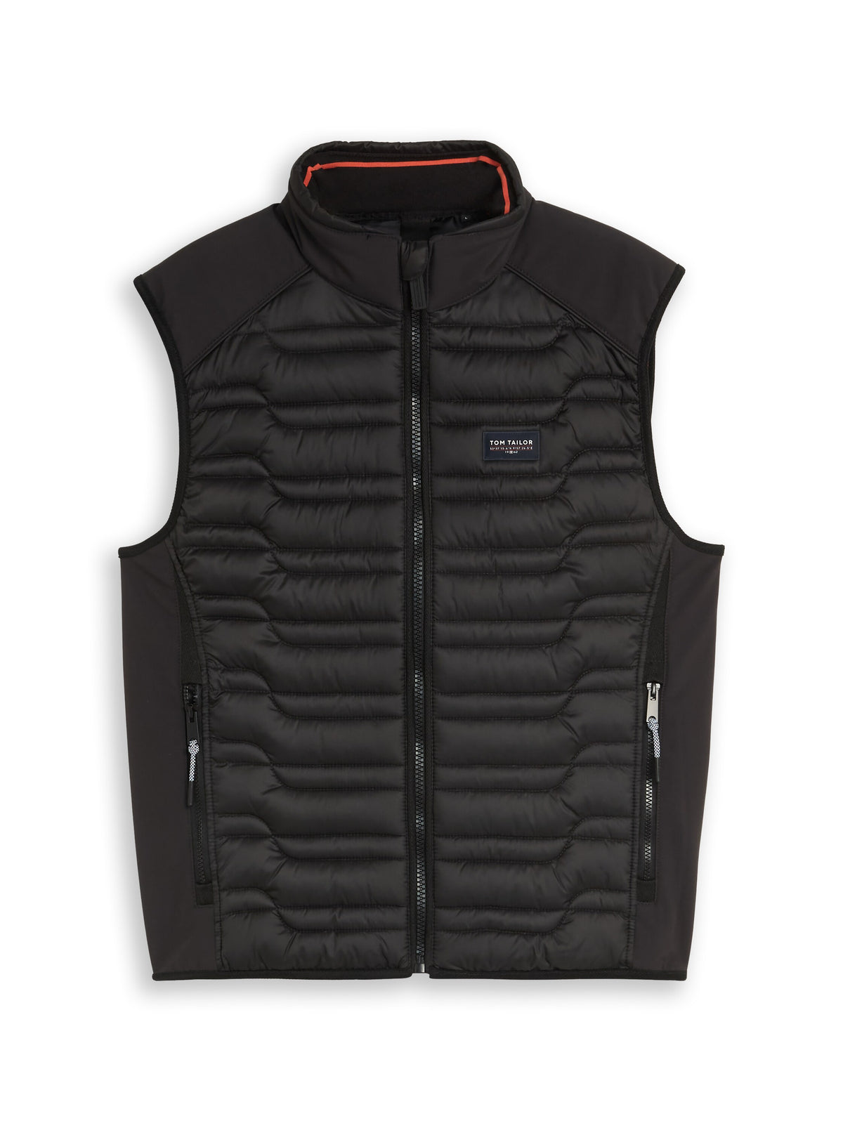 Tom Tailor Black Casual Vest with Stand Up Collar